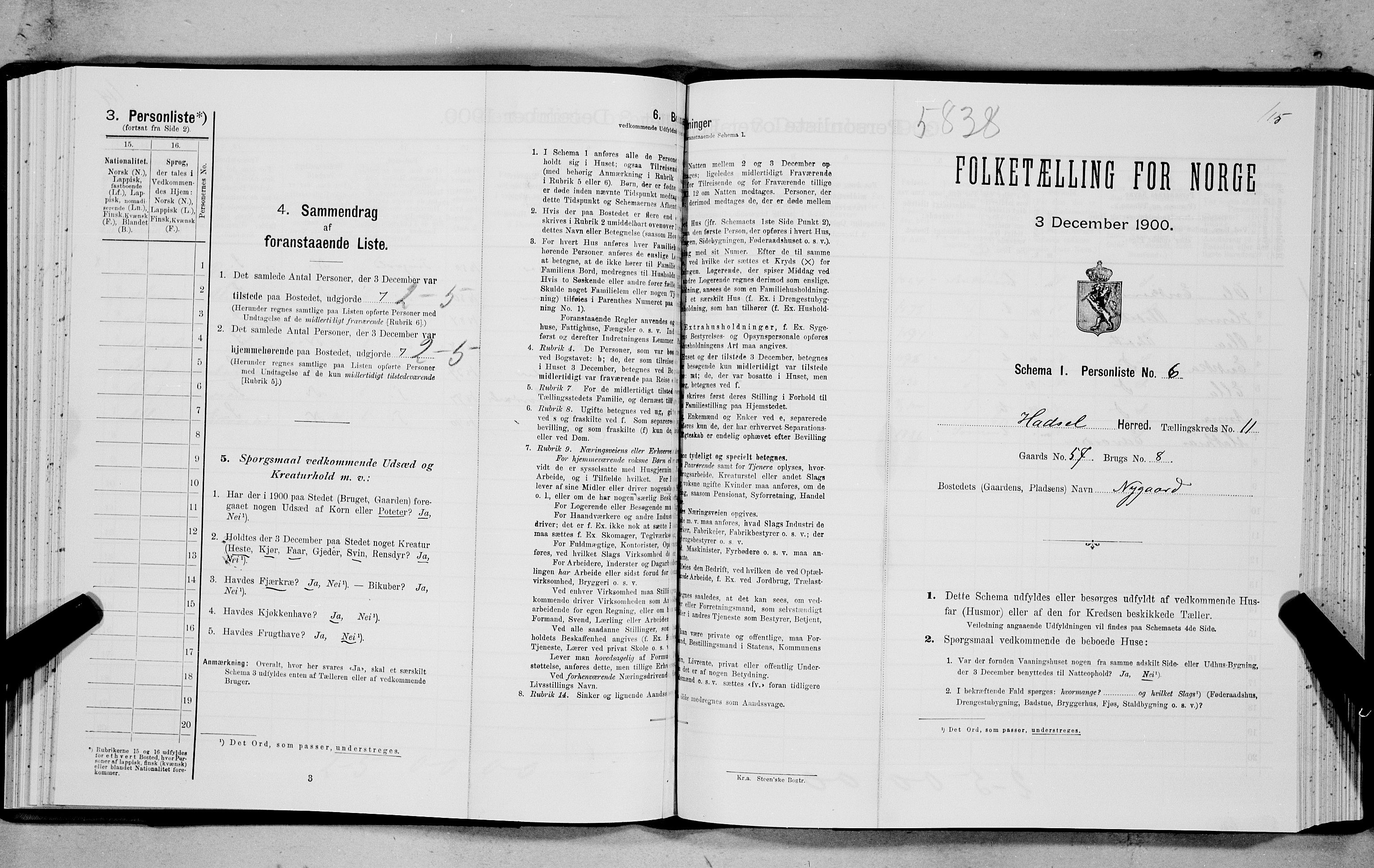 SAT, Folketelling 1900 for 1866 Hadsel herred, 1900, s. 925