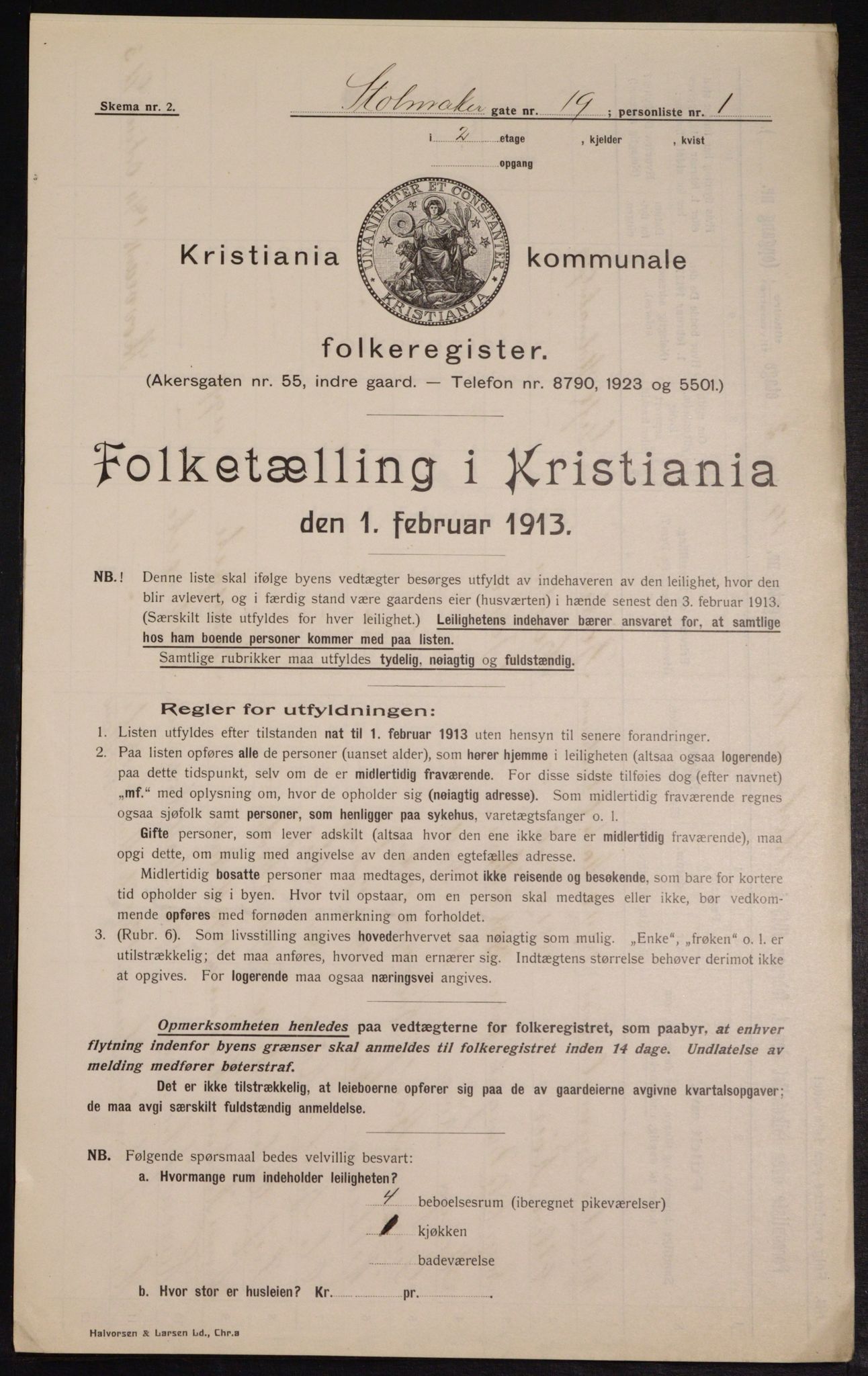 OBA, Kommunal folketelling 1.2.1913 for Kristiania, 1913, s. 102903