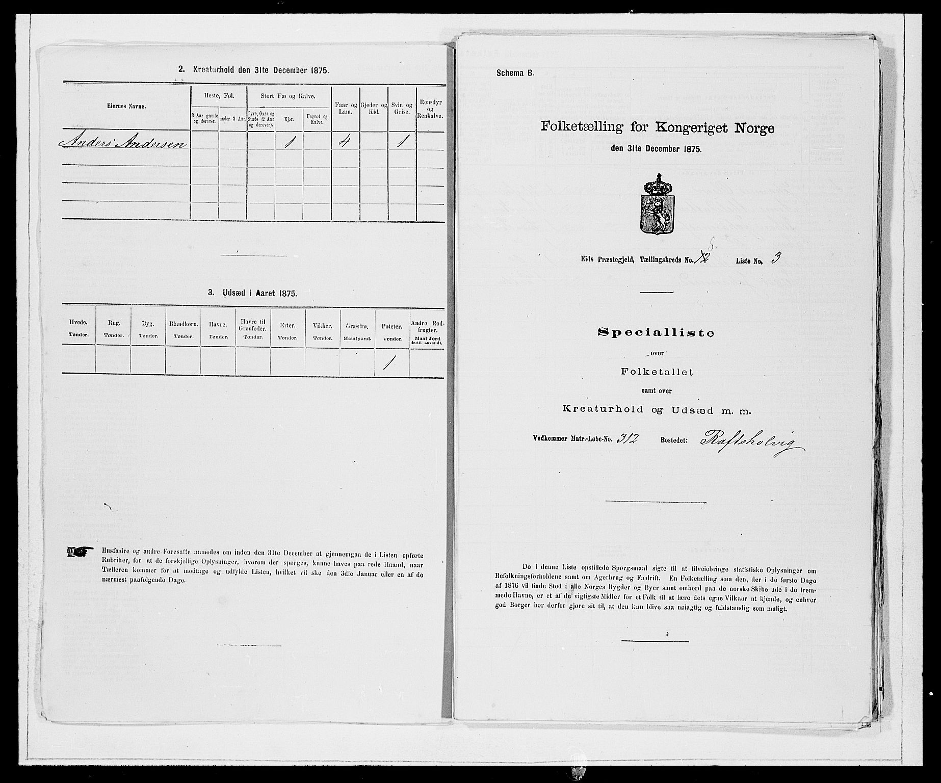 SAB, Folketelling 1875 for 1443P Eid prestegjeld, 1875, s. 891