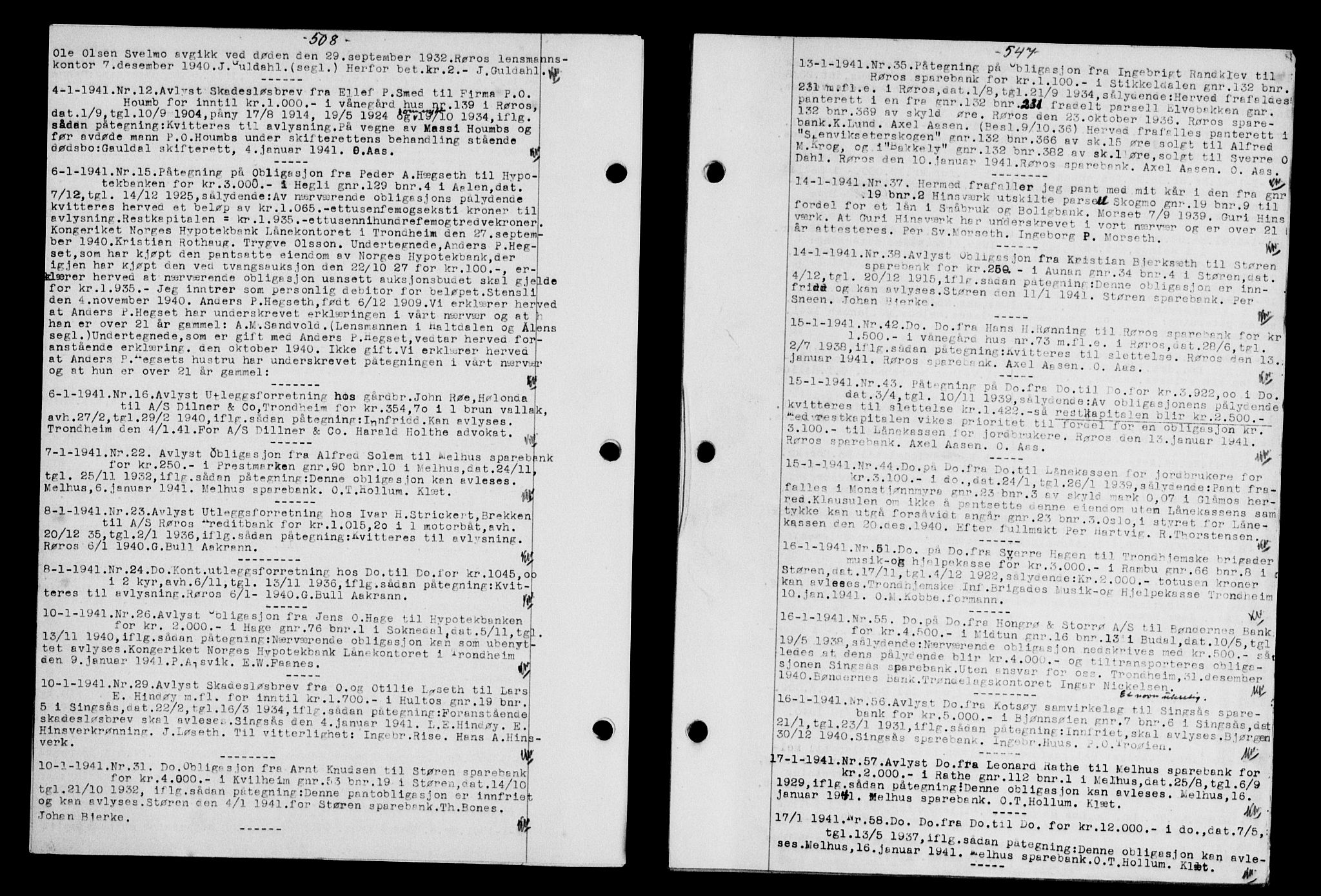 Gauldal sorenskriveri, SAT/A-0014/1/2/2C/L0052: Pantebok nr. 57, 1940-1941, Dagboknr: 12/1941