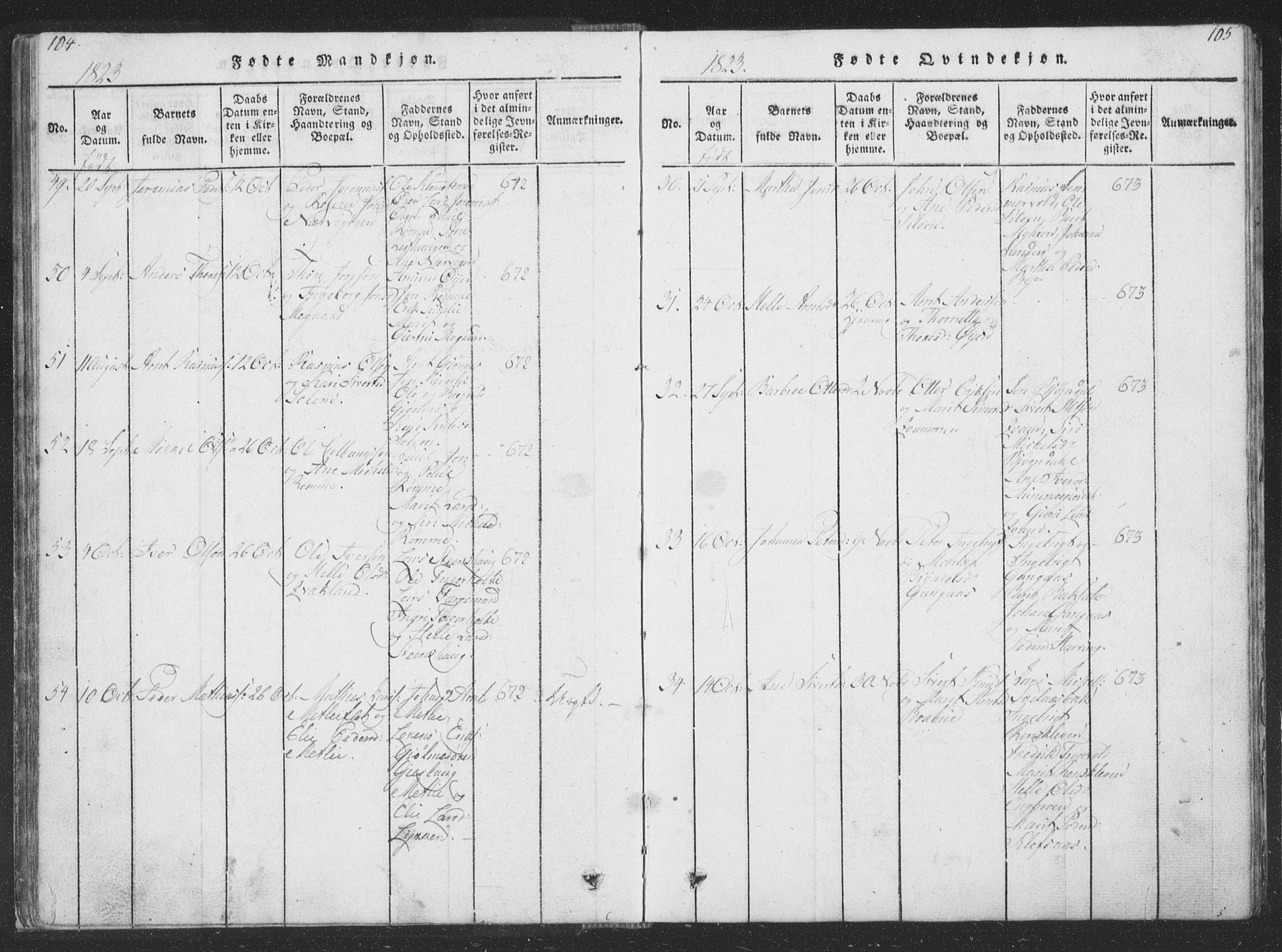Ministerialprotokoller, klokkerbøker og fødselsregistre - Sør-Trøndelag, SAT/A-1456/668/L0816: Klokkerbok nr. 668C05, 1816-1893, s. 104-105