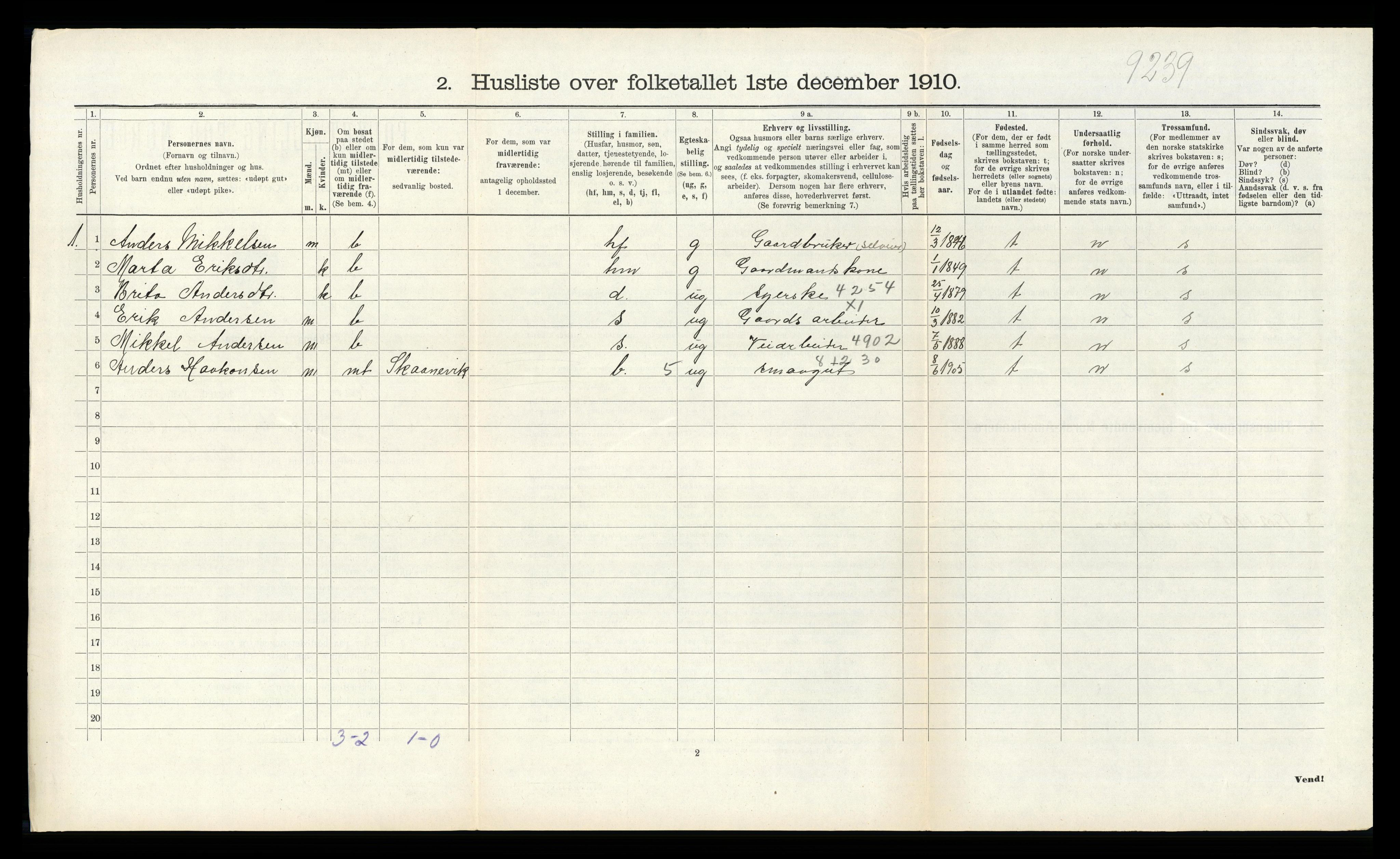 RA, Folketelling 1910 for 1212 Skånevik herred, 1910, s. 300