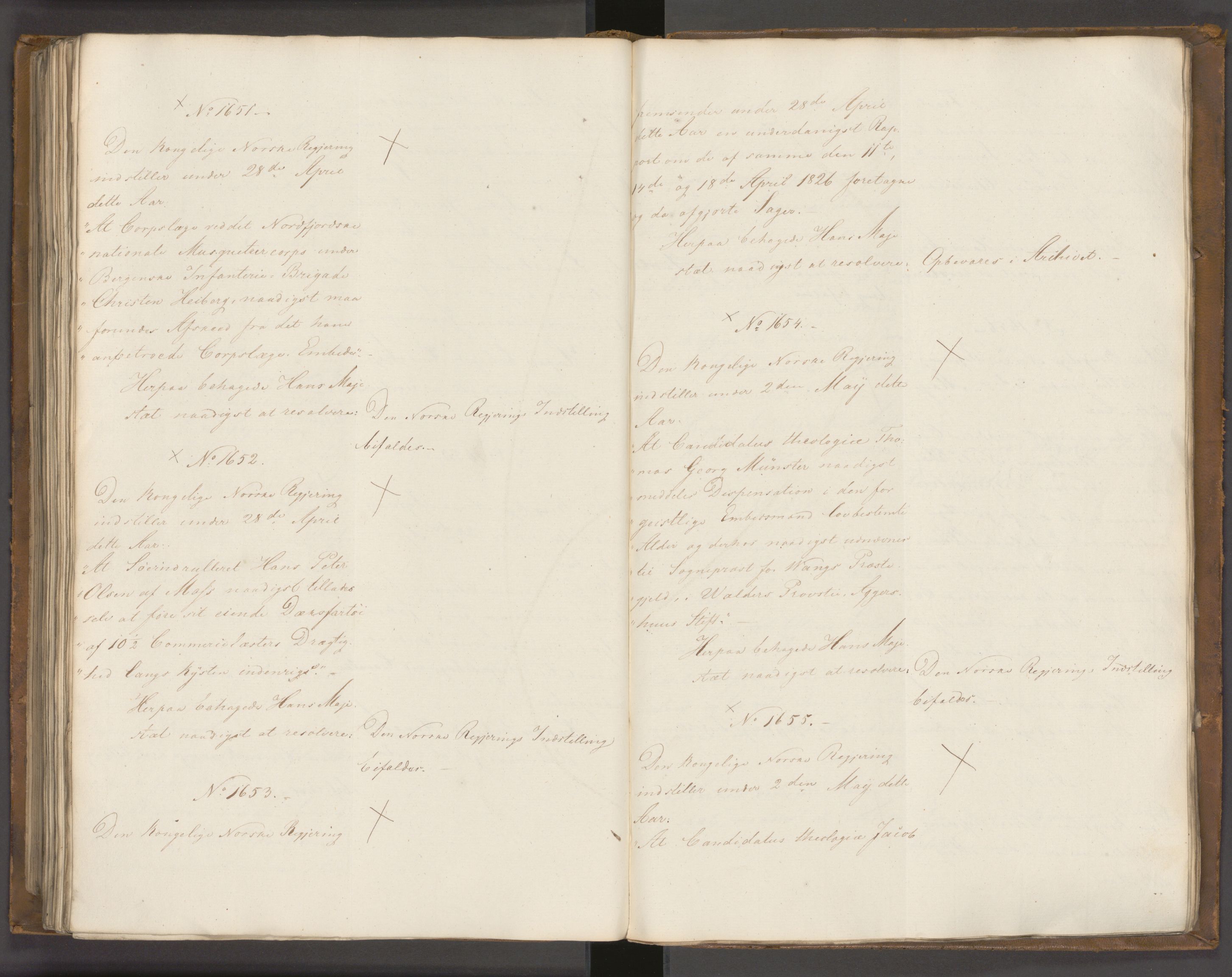 Statsrådssekretariatet, AV/RA-S-1001/A/Ab/L0022: Kgl. res. nr. 1210-1721, 1. halvår, 1826