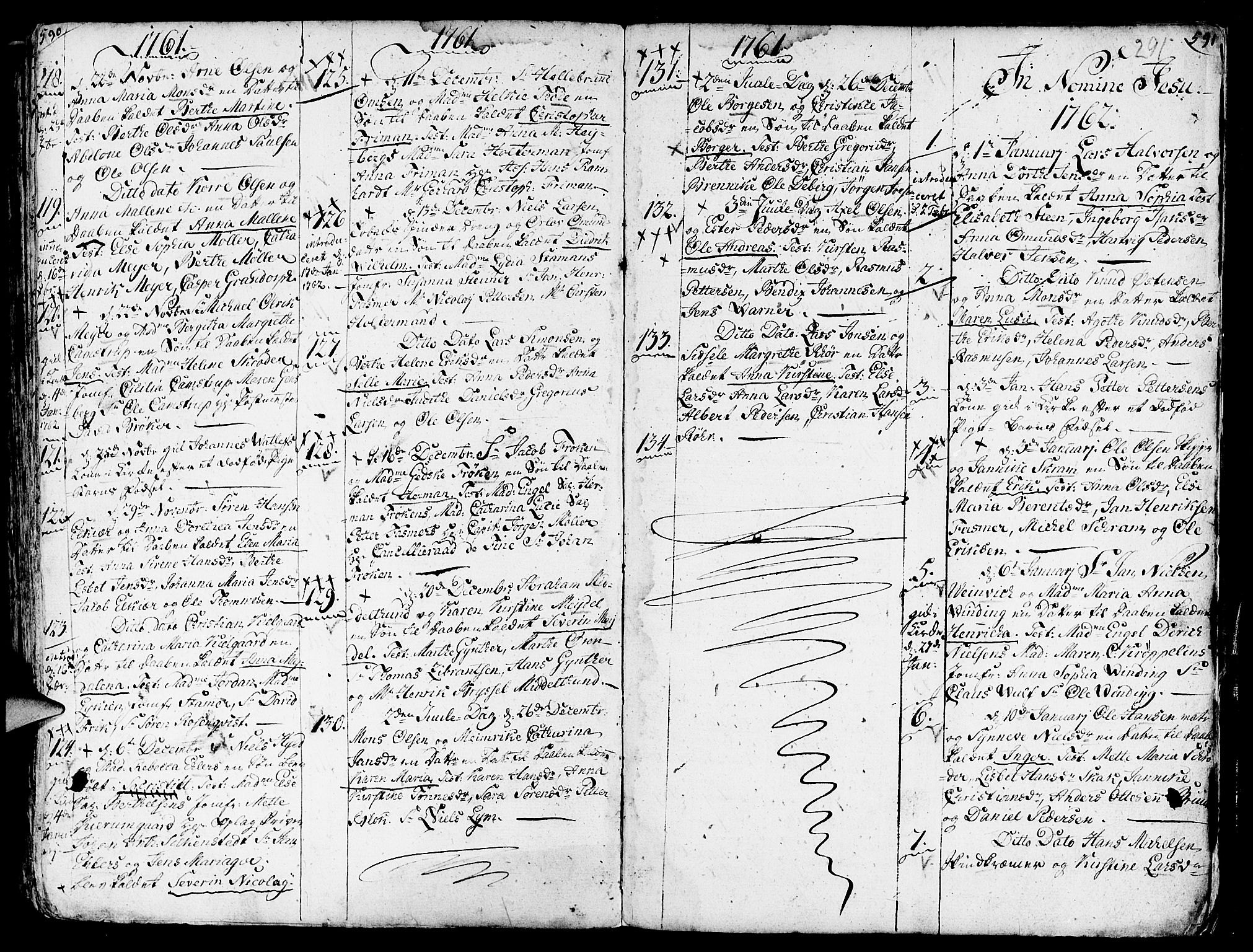 Nykirken Sokneprestembete, AV/SAB-A-77101/H/Haa/L0003: Ministerialbok nr. A 3, 1717-1764, s. 291
