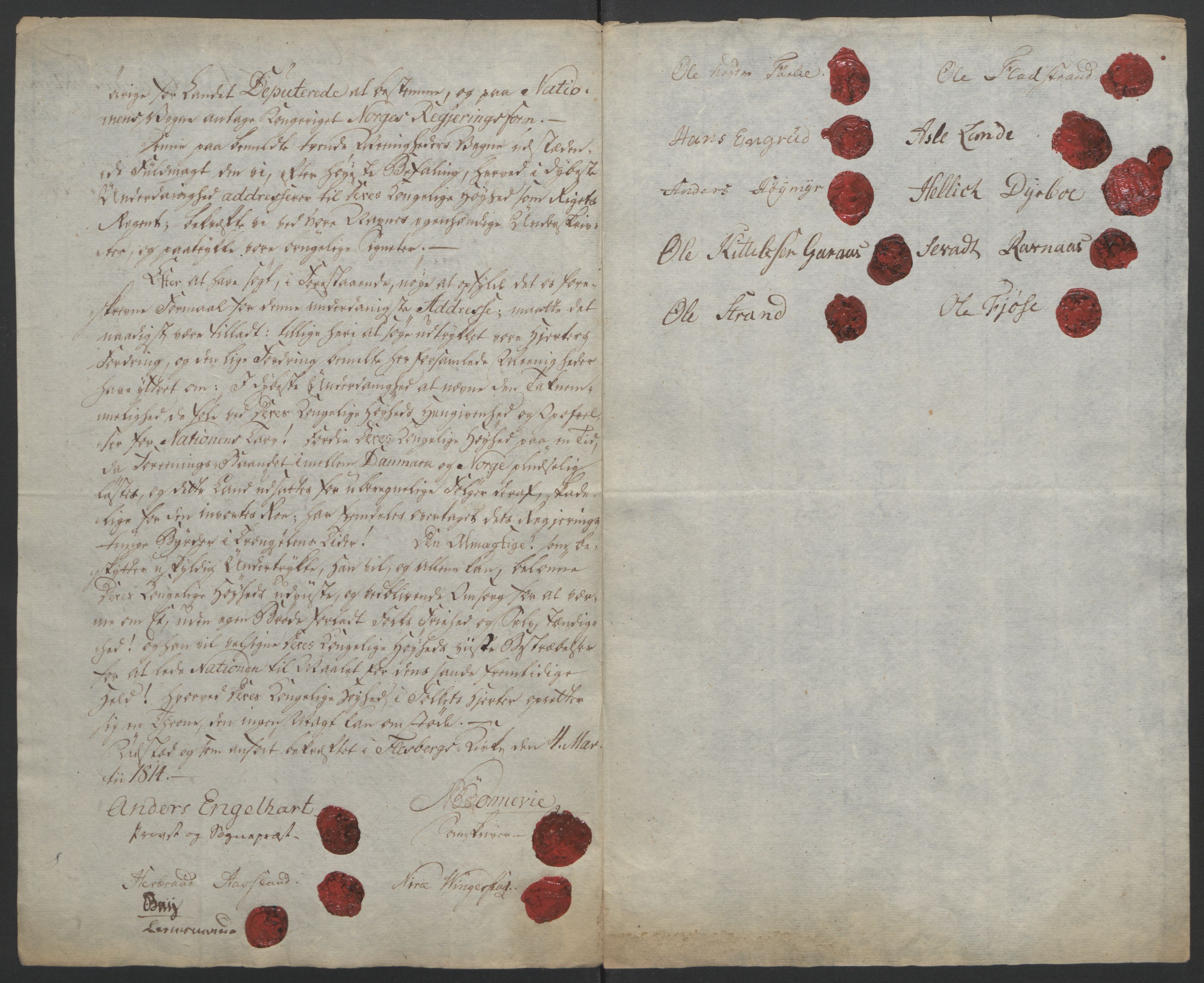 Statsrådssekretariatet, RA/S-1001/D/Db/L0007: Fullmakter for Eidsvollsrepresentantene i 1814. , 1814, s. 311