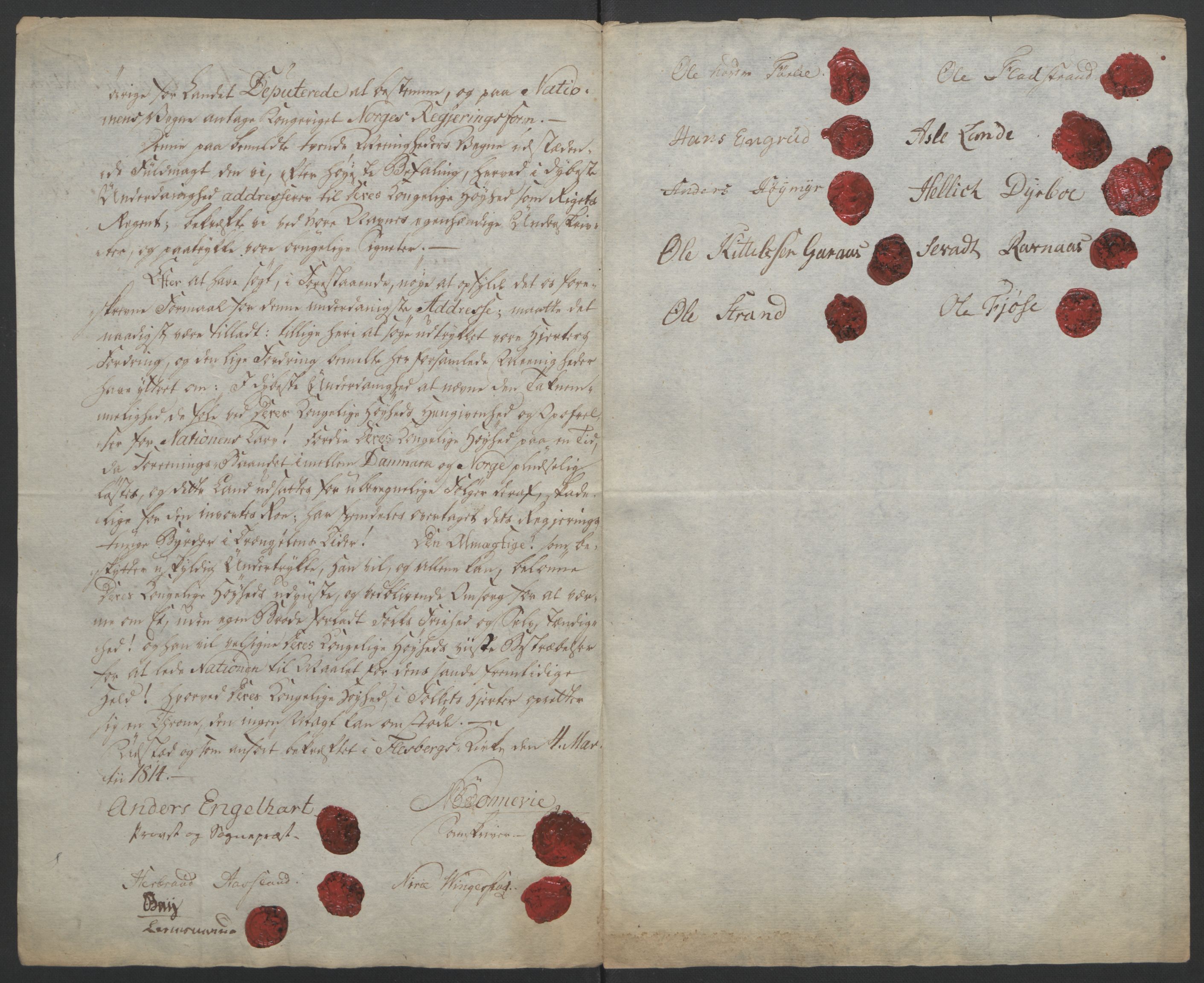 Statsrådssekretariatet, AV/RA-S-1001/D/Db/L0007: Fullmakter for Eidsvollsrepresentantene i 1814. , 1814, s. 311