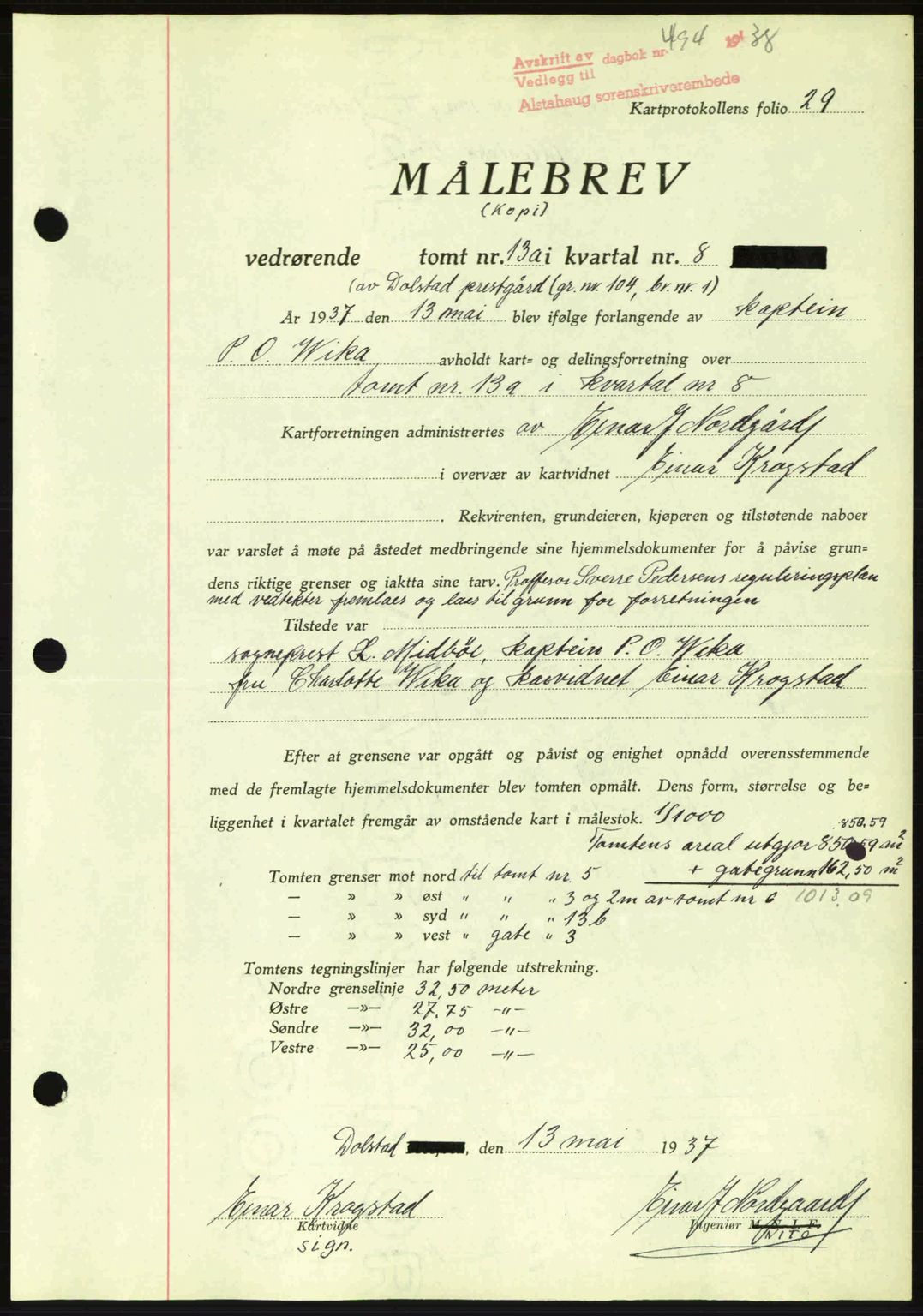 Alstahaug sorenskriveri, SAT/A-1009: Pantebok nr. A3, 1937-1938, Dagboknr: 494/1938