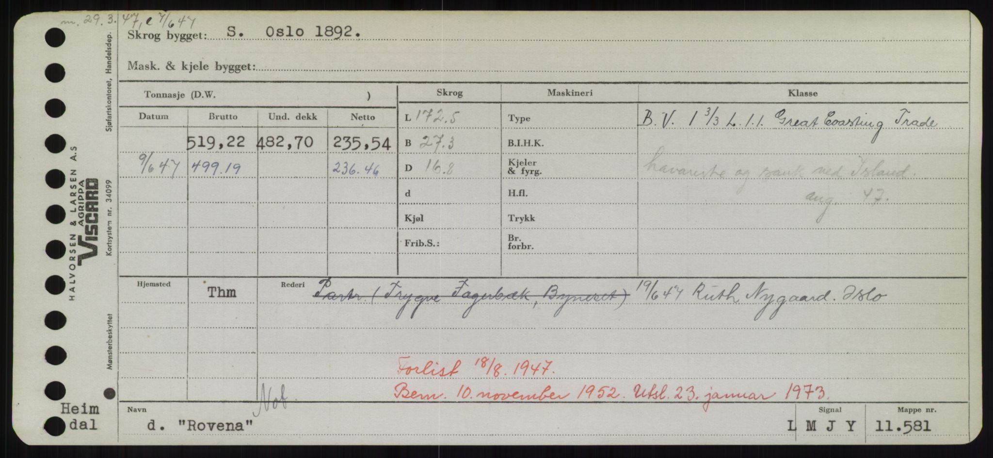 Sjøfartsdirektoratet med forløpere, Skipsmålingen, RA/S-1627/H/Hd/L0031: Fartøy, Rju-Sam, s. 237