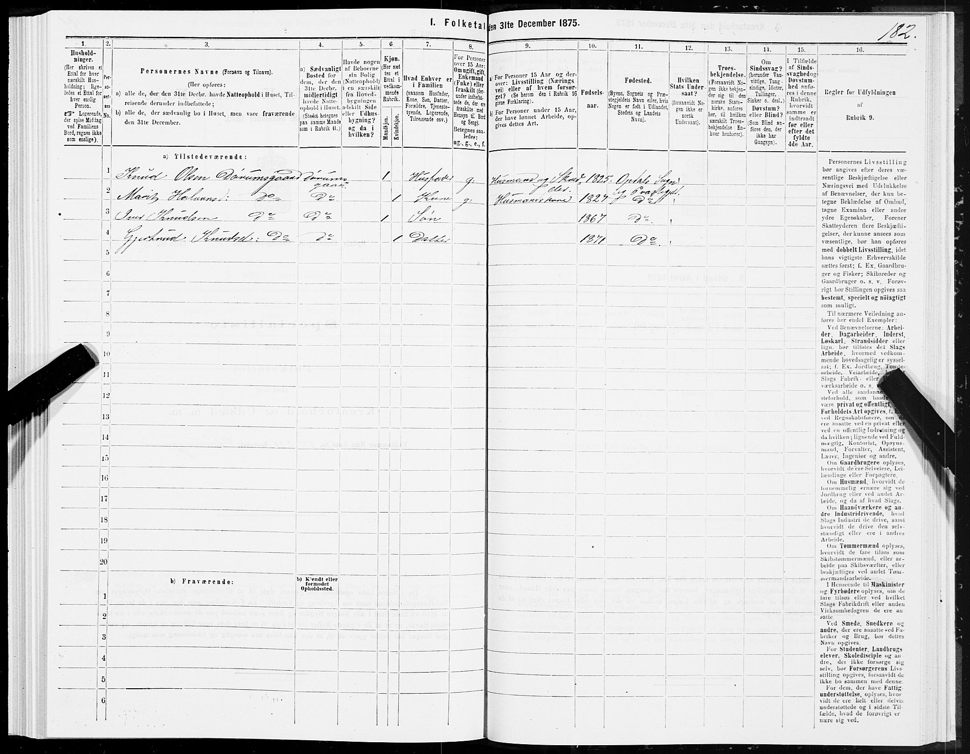 SAT, Folketelling 1875 for 1634P Oppdal prestegjeld, 1875, s. 4182