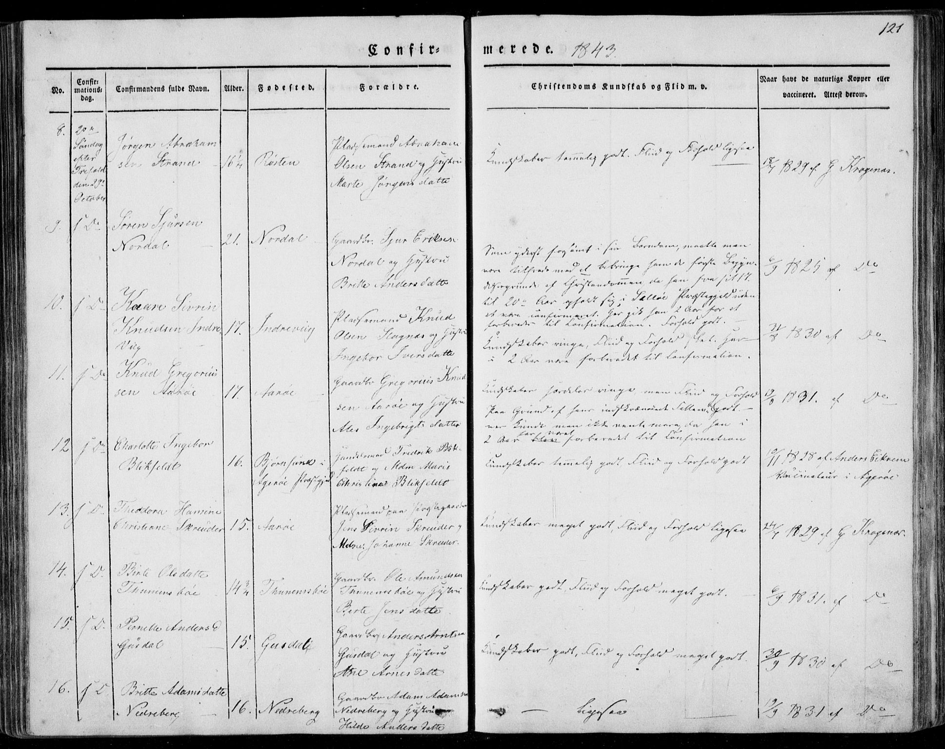 Ministerialprotokoller, klokkerbøker og fødselsregistre - Møre og Romsdal, AV/SAT-A-1454/501/L0005: Ministerialbok nr. 501A05, 1831-1844, s. 121