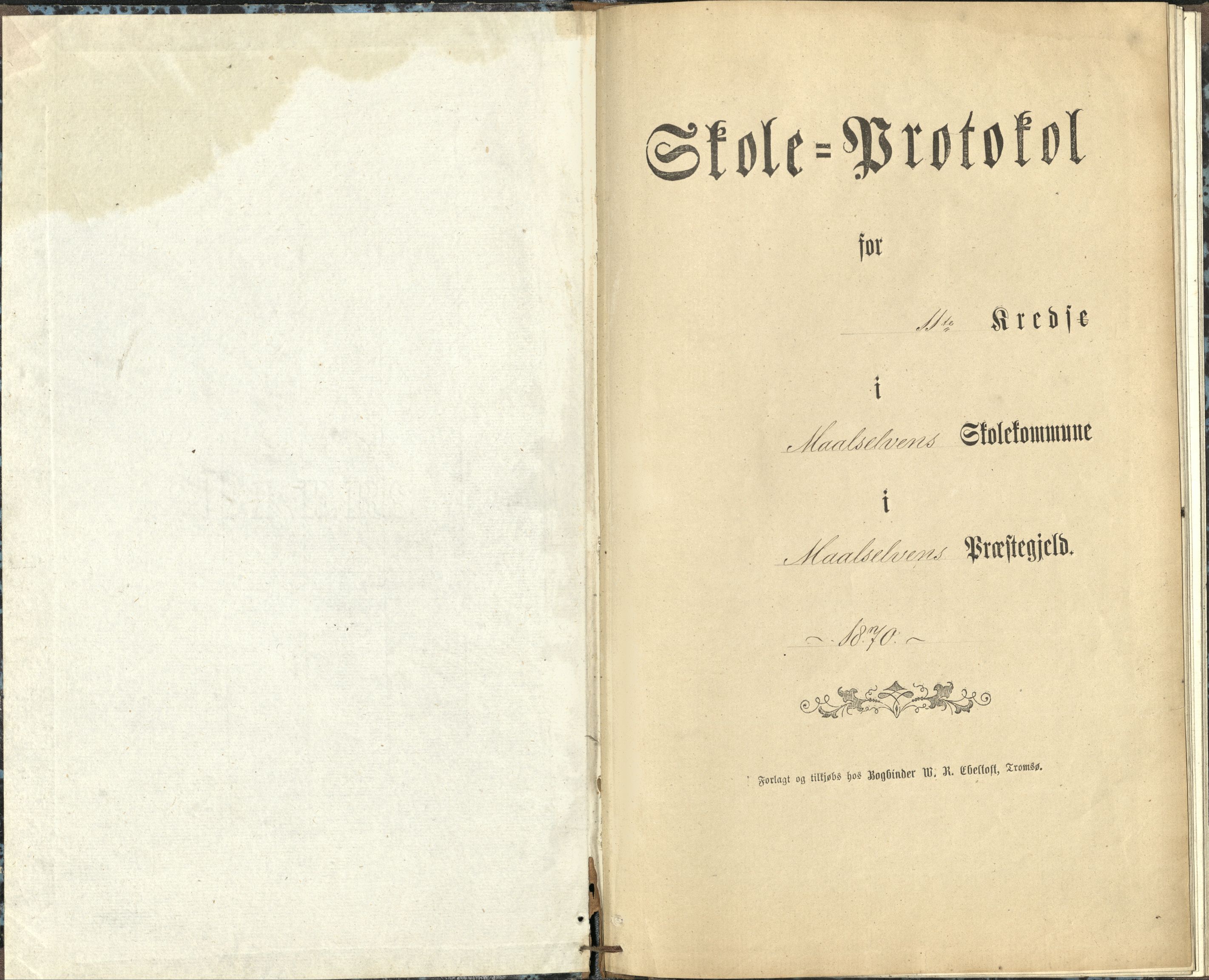 Målselv kommune, AT/K-1924/05/02/01/113: Målselv skolekommune 11. krets - skole på gårdene Fosli, Myre, Fosshaug, Rognmo, 1870-1875