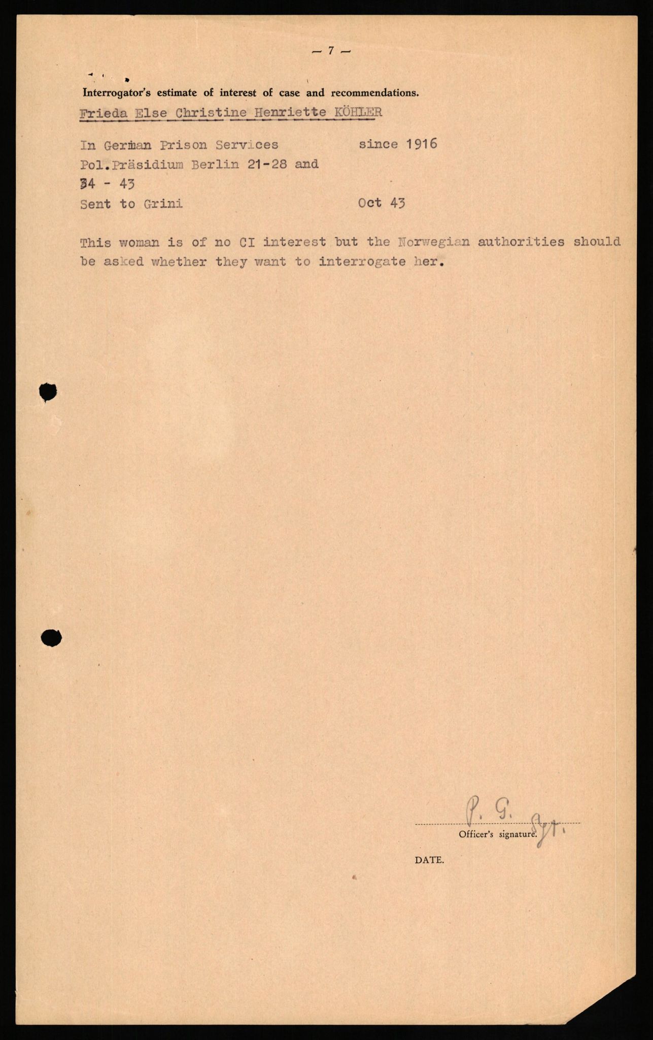 Forsvaret, Forsvarets overkommando II, AV/RA-RAFA-3915/D/Db/L0019: CI Questionaires. Tyske okkupasjonsstyrker i Norge. Tyskere., 1945-1946, s. 142