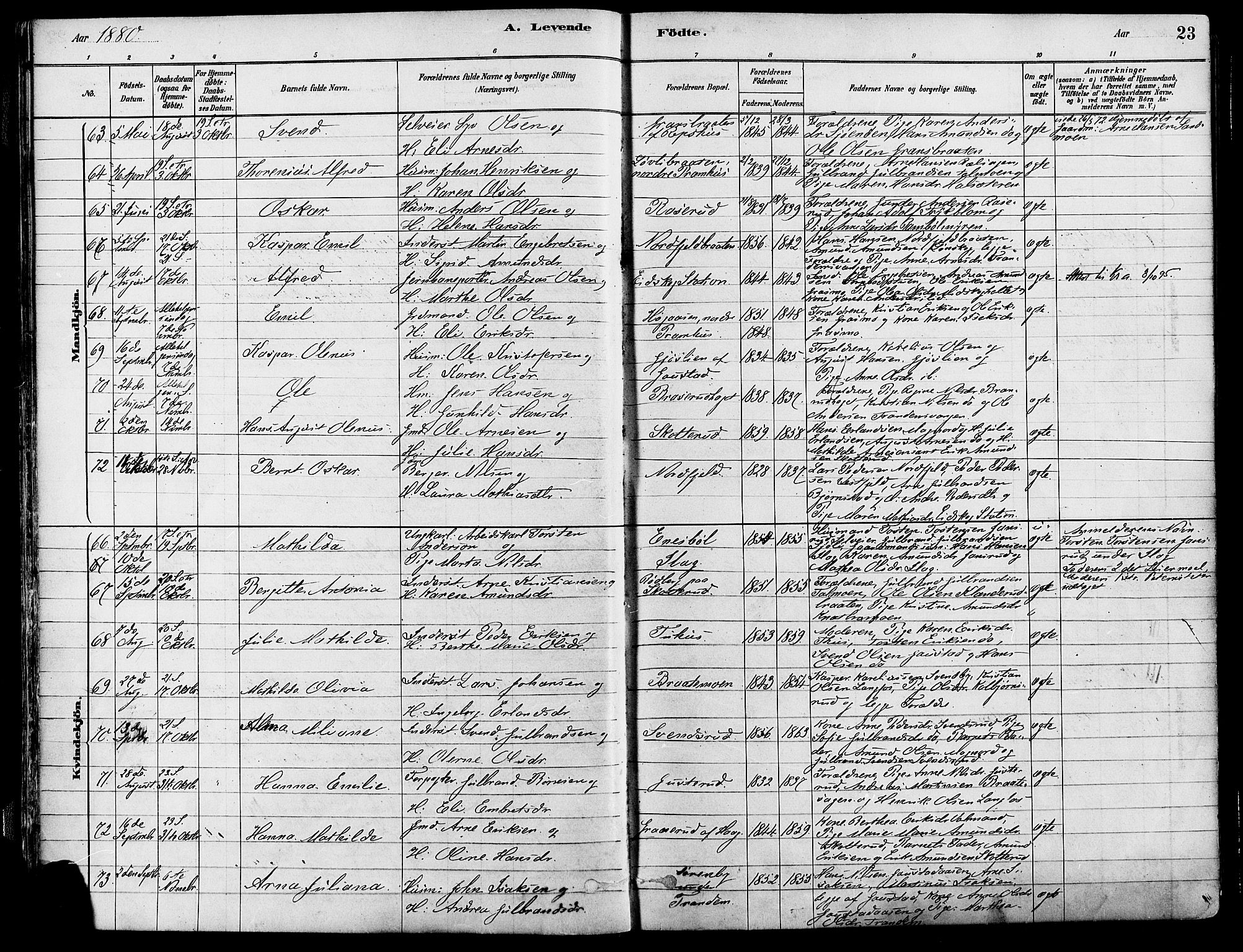 Eidskog prestekontor, AV/SAH-PREST-026/H/Ha/Haa/L0003: Ministerialbok nr. 3, 1879-1892, s. 23