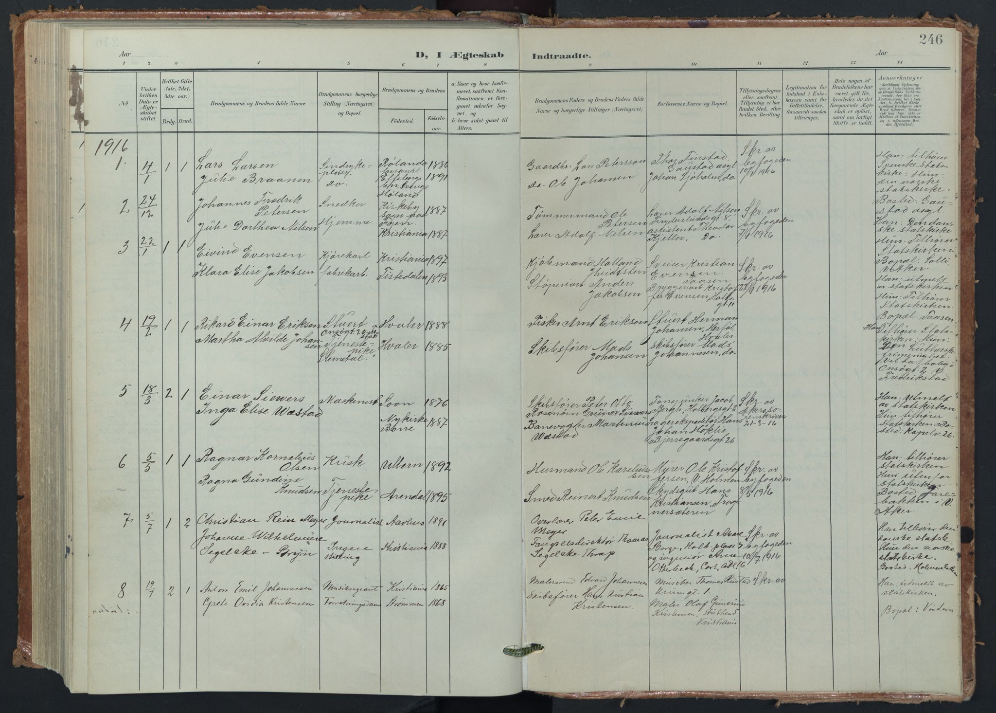 Vestre Aker prestekontor Kirkebøker, AV/SAO-A-10025/F/Fa/L0015: Ministerialbok nr. 15, 1904-1929, s. 246
