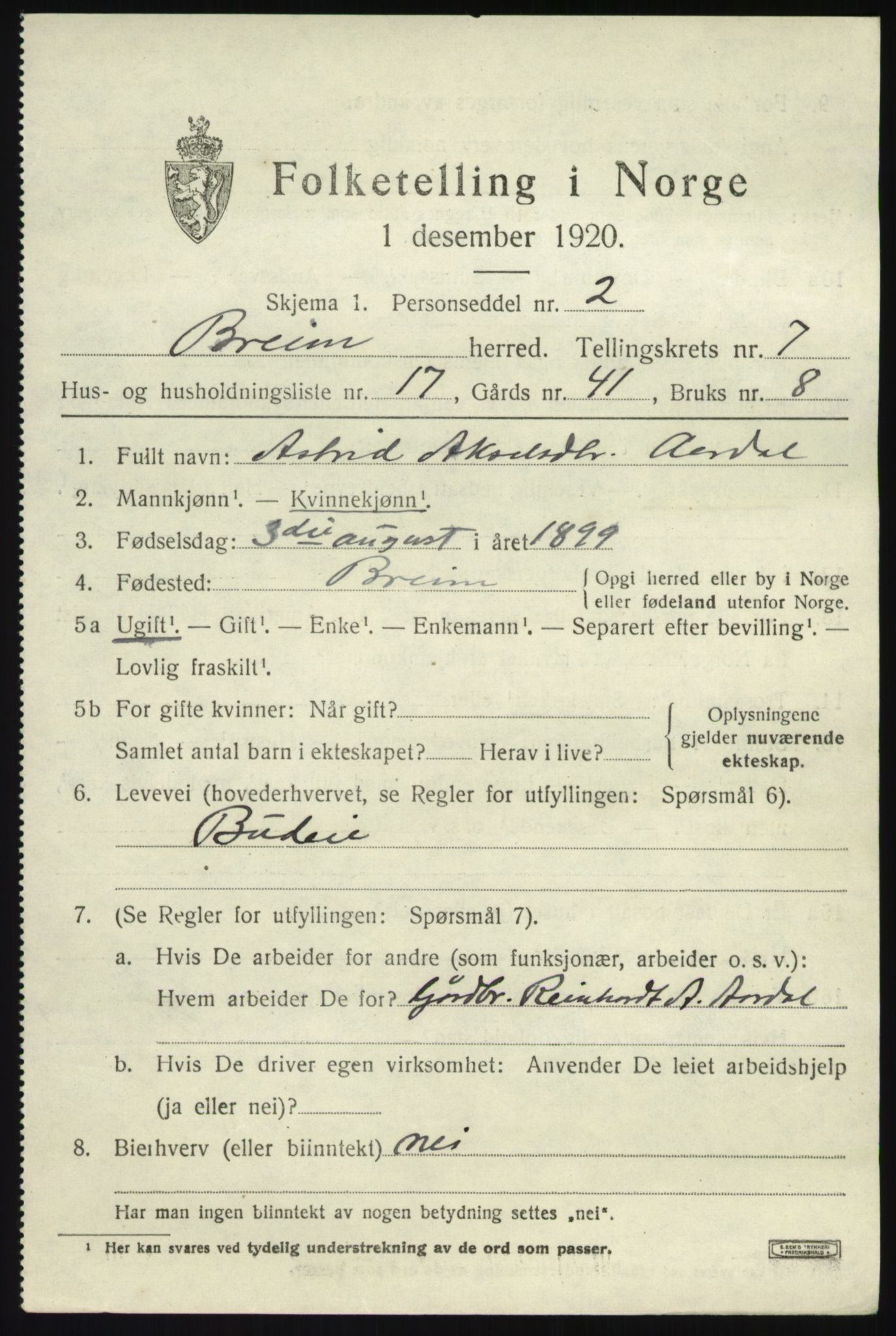 SAB, Folketelling 1920 for 1446 Breim herred, 1920, s. 4037