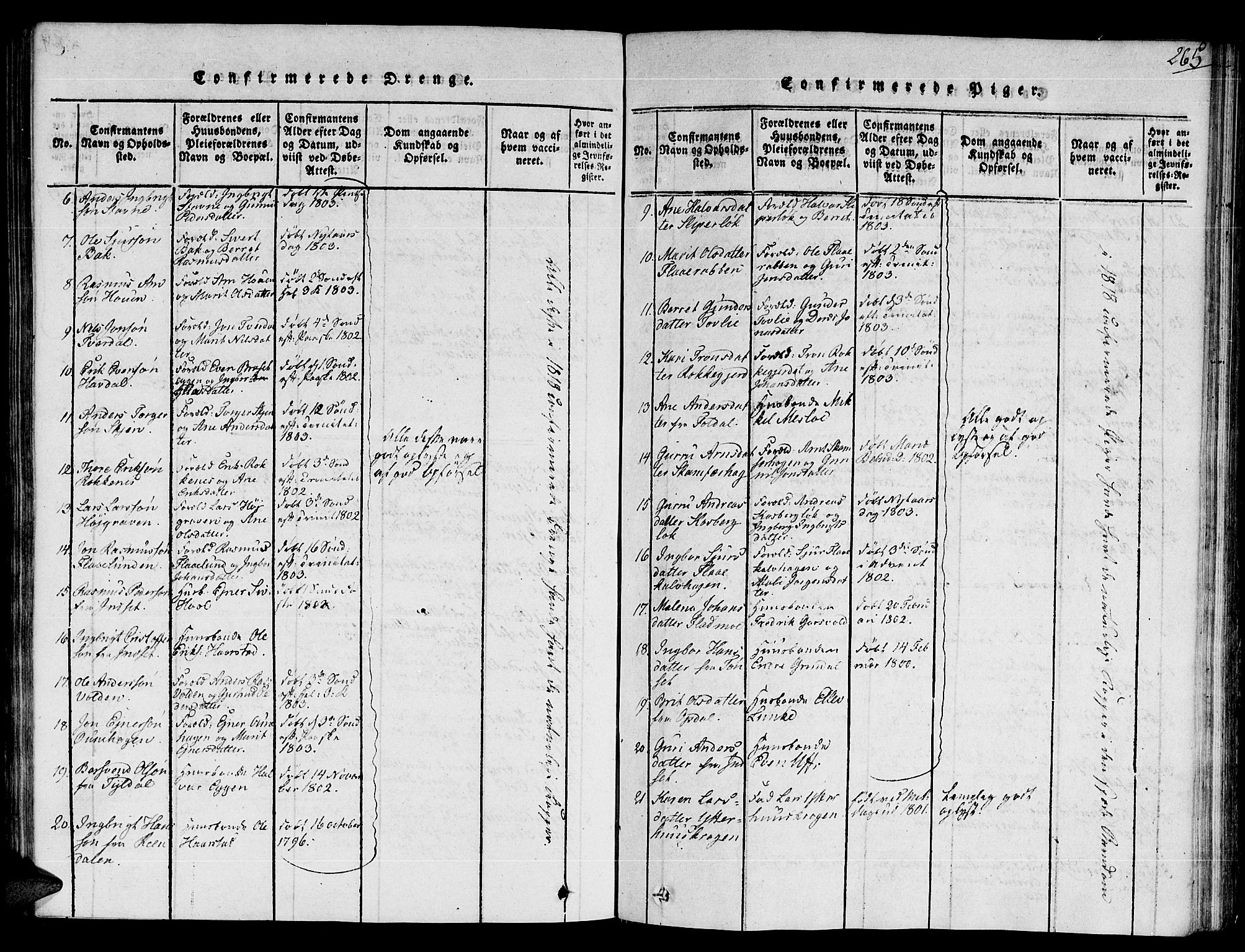 Ministerialprotokoller, klokkerbøker og fødselsregistre - Sør-Trøndelag, SAT/A-1456/672/L0854: Ministerialbok nr. 672A06 /2, 1816-1829, s. 265