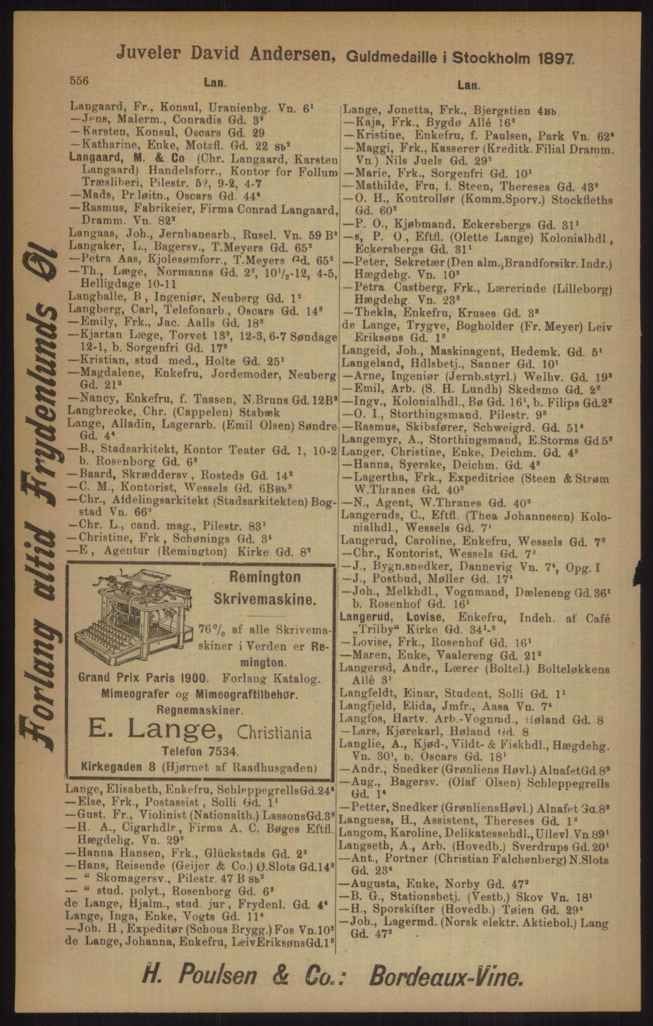 Kristiania/Oslo adressebok, PUBL/-, 1905, s. 556