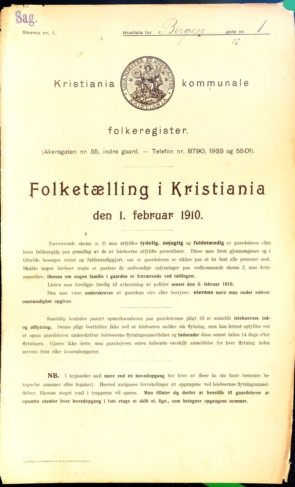 OBA, Kommunal folketelling 1.2.1910 for Kristiania, 1910, s. 3545