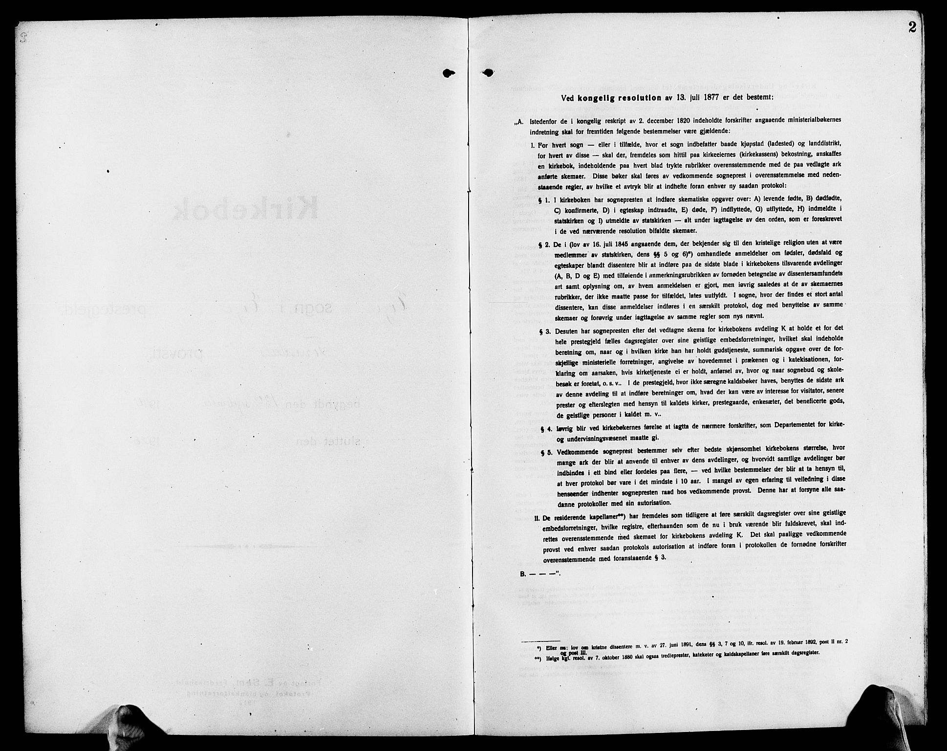 Evje sokneprestkontor, SAK/1111-0008/F/Fb/Fba/L0005: Klokkerbok nr. B 5, 1914-1926, s. 2