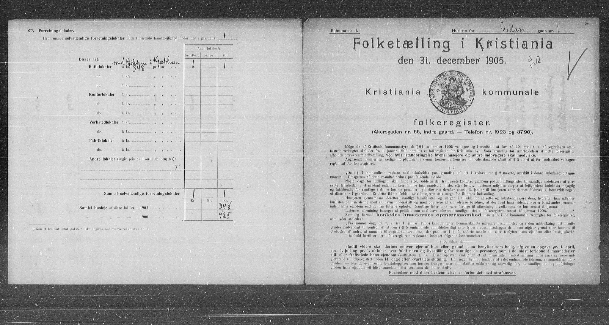 OBA, Kommunal folketelling 31.12.1905 for Kristiania kjøpstad, 1905, s. 65168