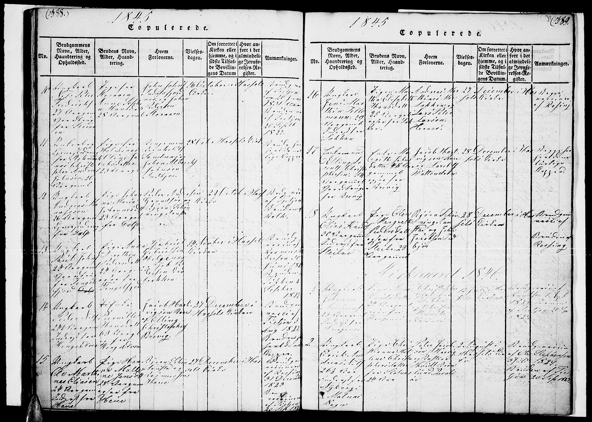 Ministerialprotokoller, klokkerbøker og fødselsregistre - Nordland, AV/SAT-A-1459/888/L1263: Klokkerbok nr. 888C02 /1, 1820-1850, s. 388-389