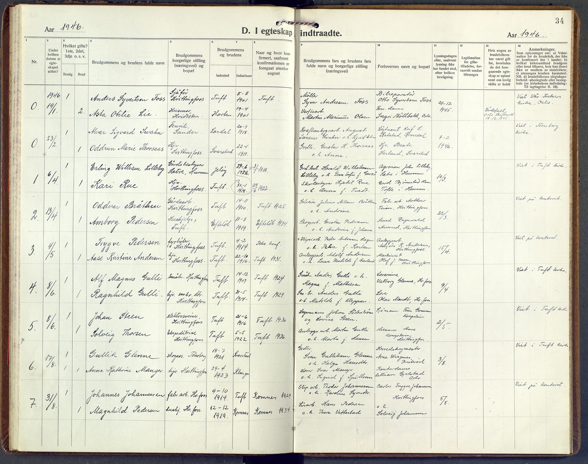 Sandsvær kirkebøker, AV/SAKO-A-244/F/Fc/L0002: Ministerialbok nr. III 2, 1920-1959, s. 34