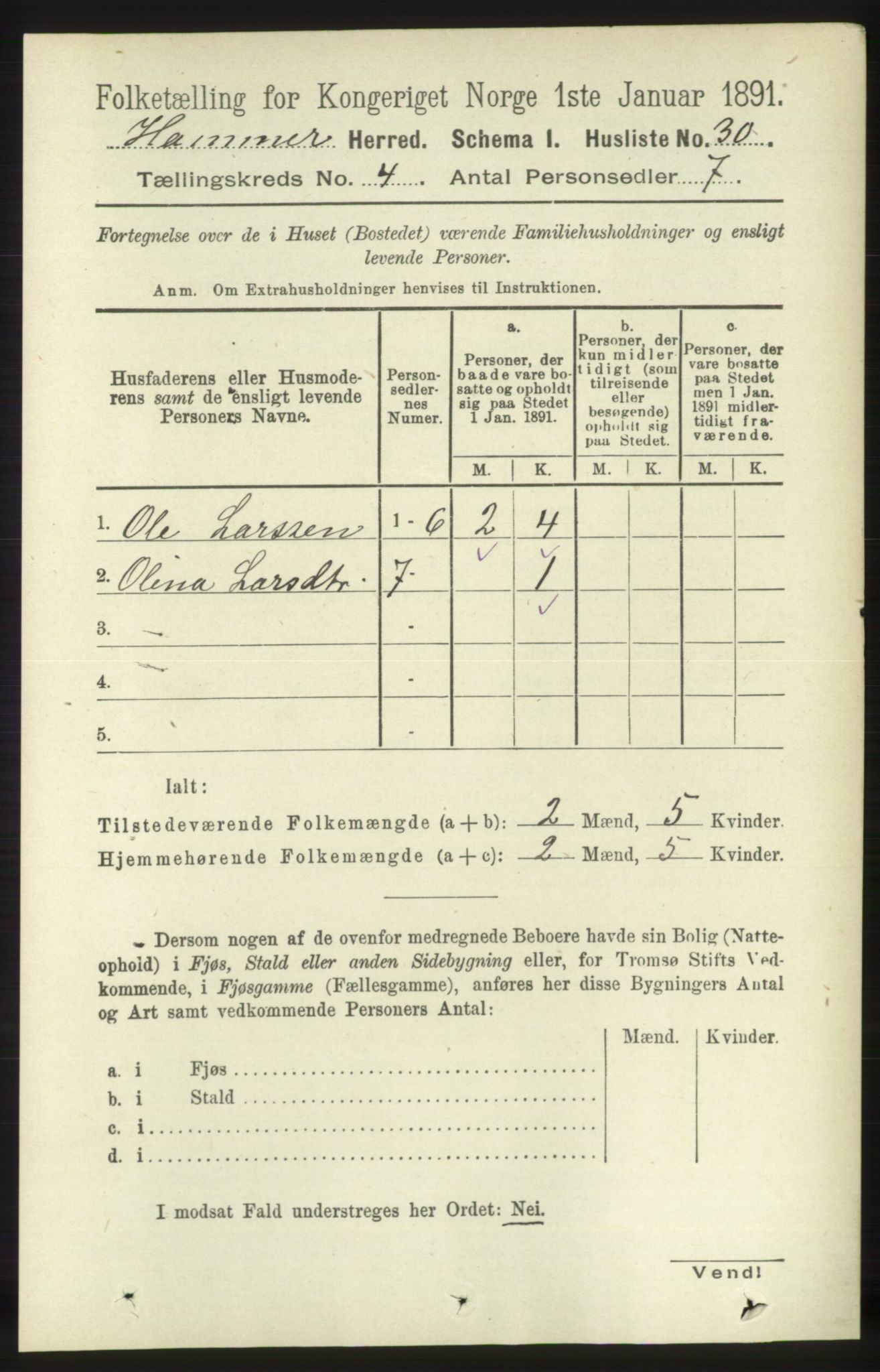 RA, Folketelling 1891 for 1254 Hamre herred, 1891, s. 921