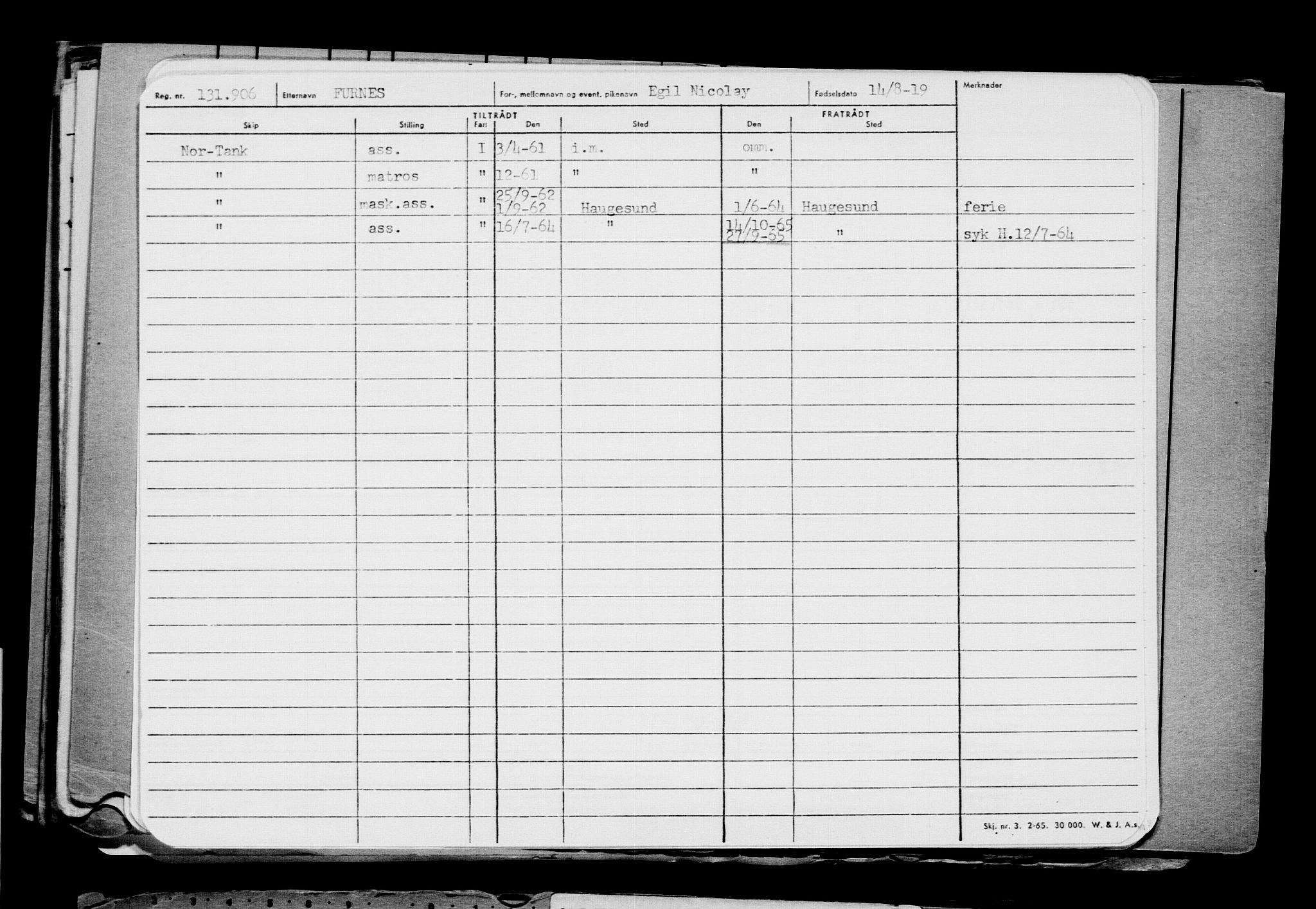 Direktoratet for sjømenn, AV/RA-S-3545/G/Gb/L0171: Hovedkort, 1919, s. 71