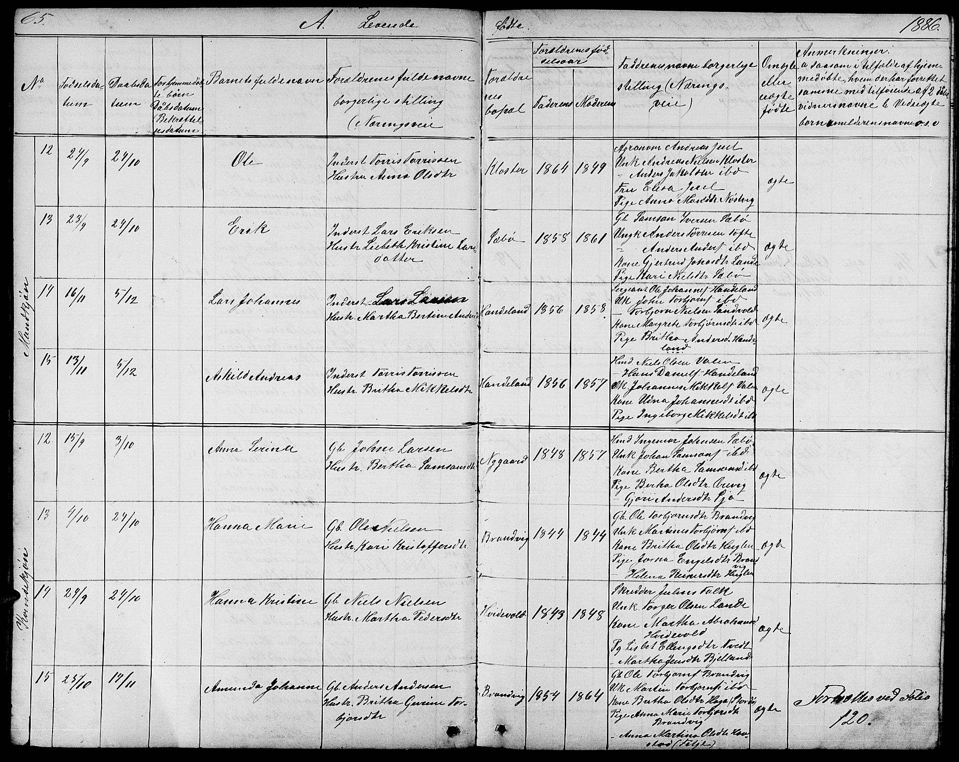 Fjelberg sokneprestembete, AV/SAB-A-75201/H/Hab: Klokkerbok nr. B 3, 1868-1888, s. 65