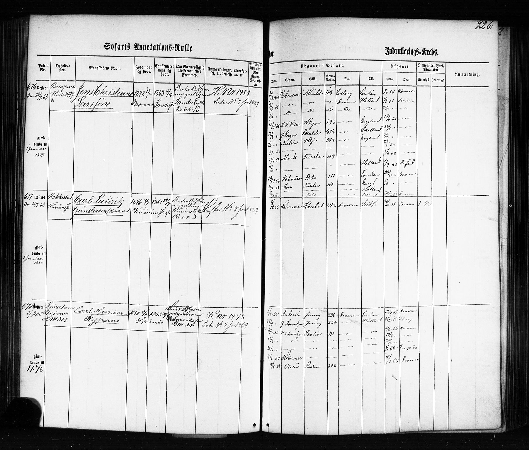 Drammen innrulleringsdistrikt, AV/SAKO-A-781/F/Fb/L0002: Annotasjonsrulle, 1860-1868, s. 238