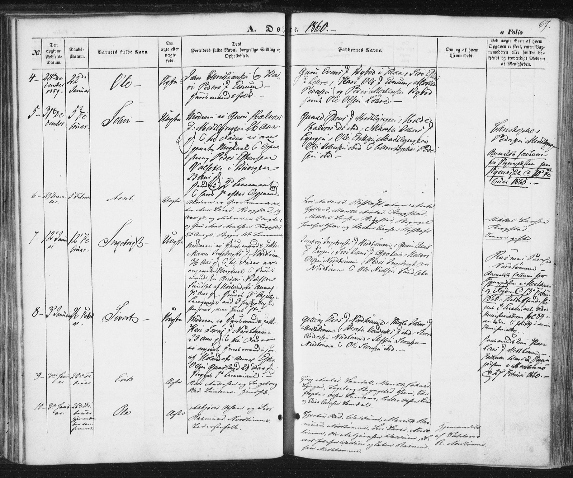 Ministerialprotokoller, klokkerbøker og fødselsregistre - Sør-Trøndelag, SAT/A-1456/692/L1103: Ministerialbok nr. 692A03, 1849-1870, s. 67