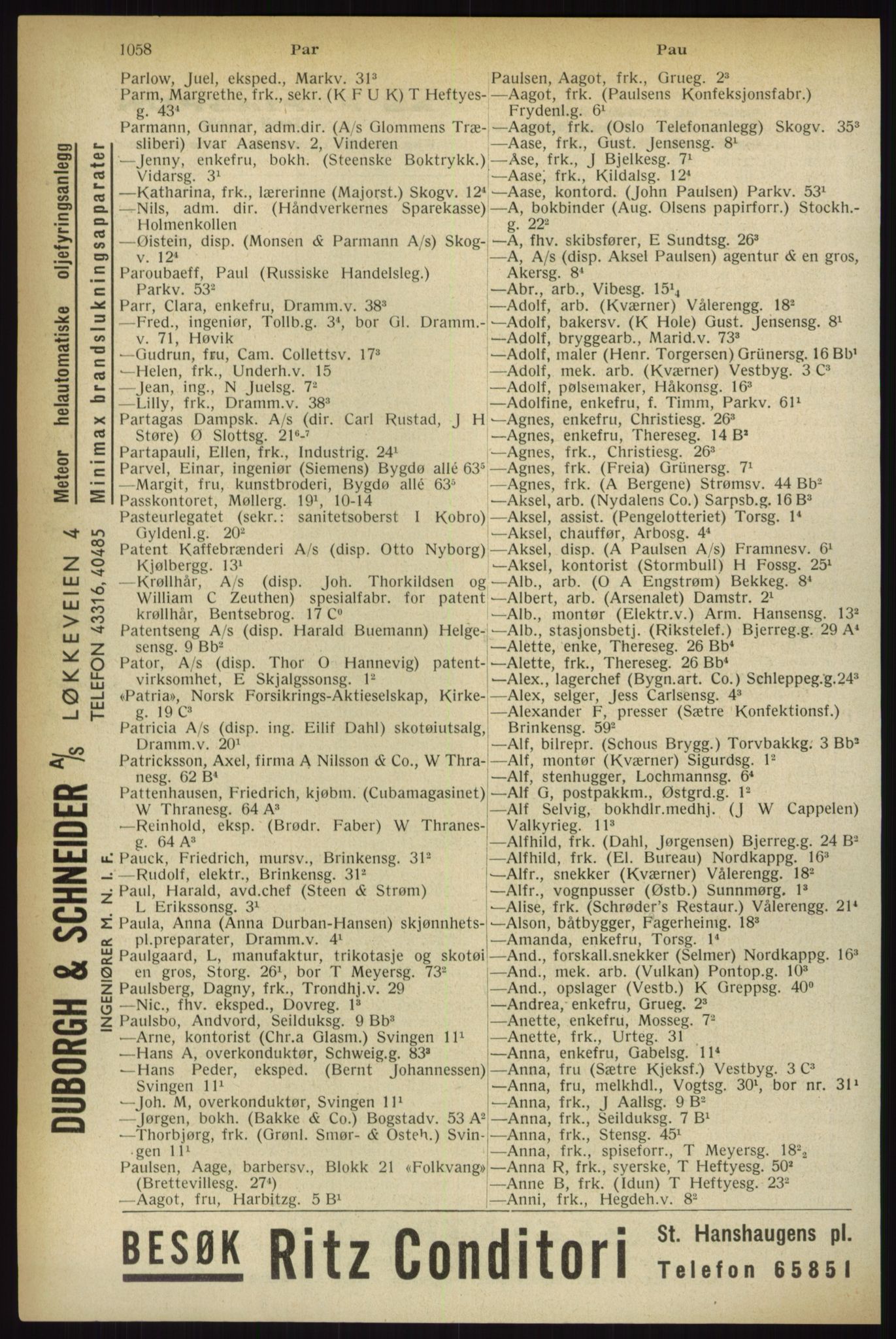 Kristiania/Oslo adressebok, PUBL/-, 1933, s. 1058