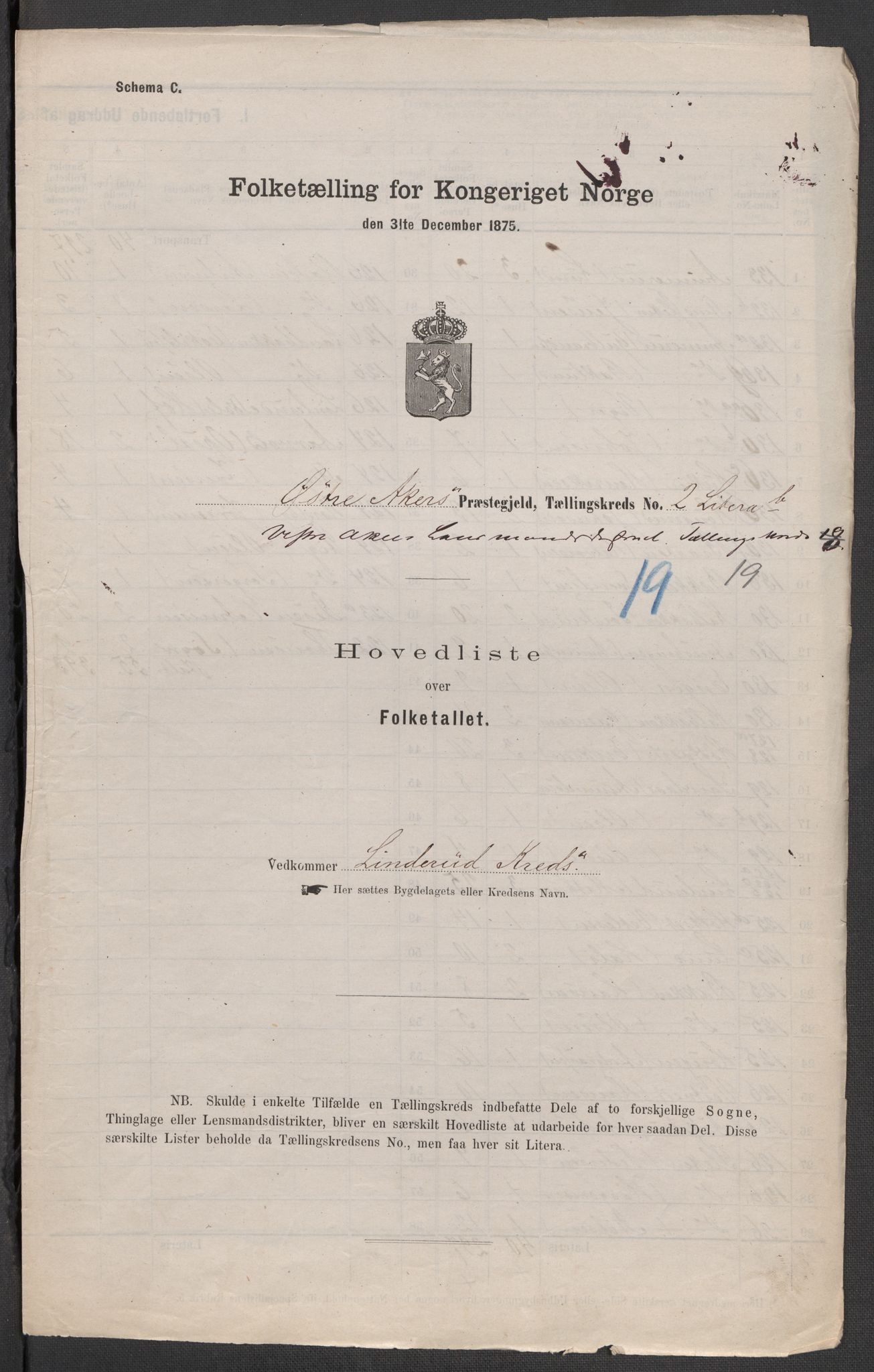 RA, Folketelling 1875 for 0218bP Østre Aker prestegjeld, 1875, s. 30