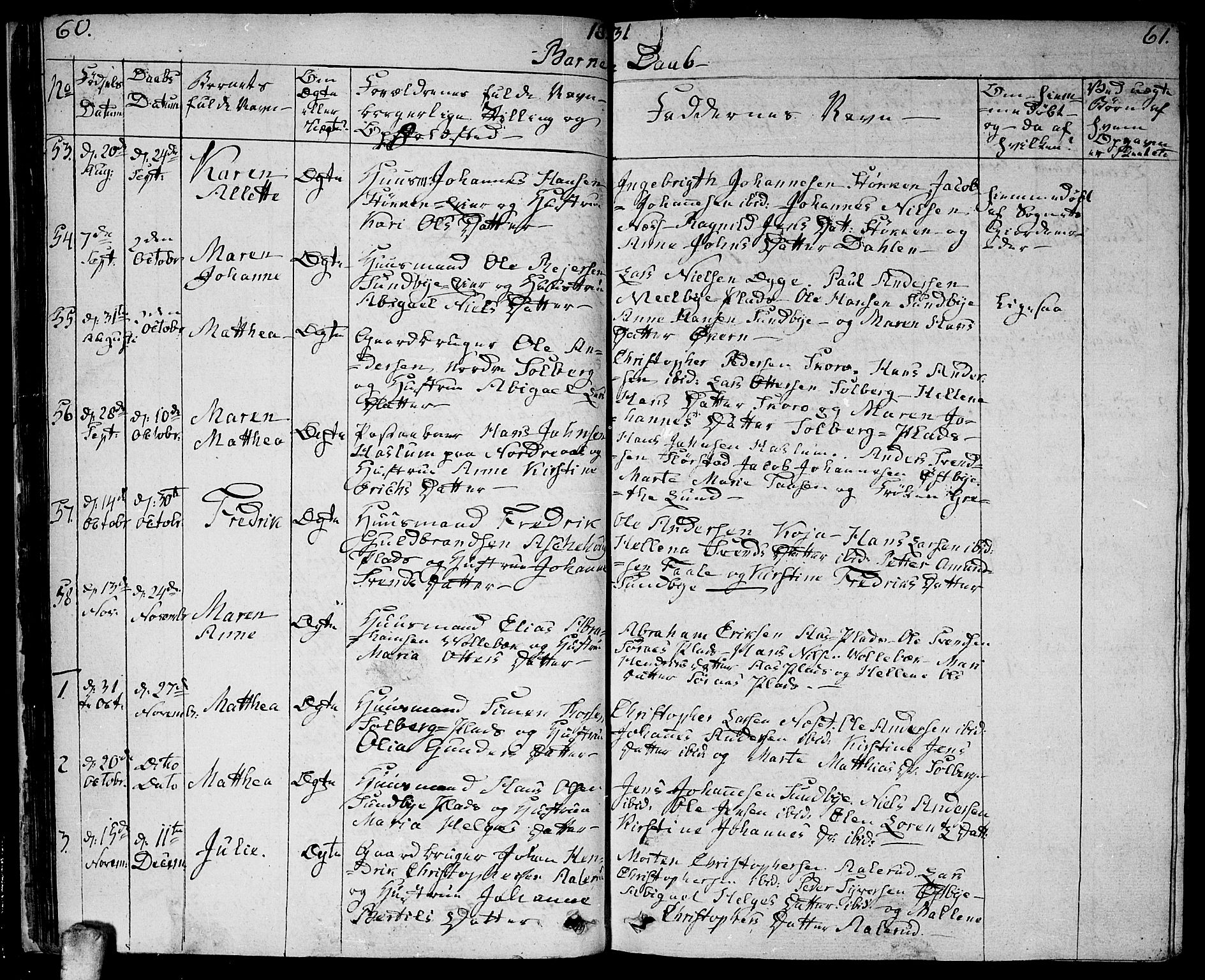Ås prestekontor Kirkebøker, AV/SAO-A-10894/F/Fa/L0005: Ministerialbok nr. I 5, 1827-1840, s. 60-61