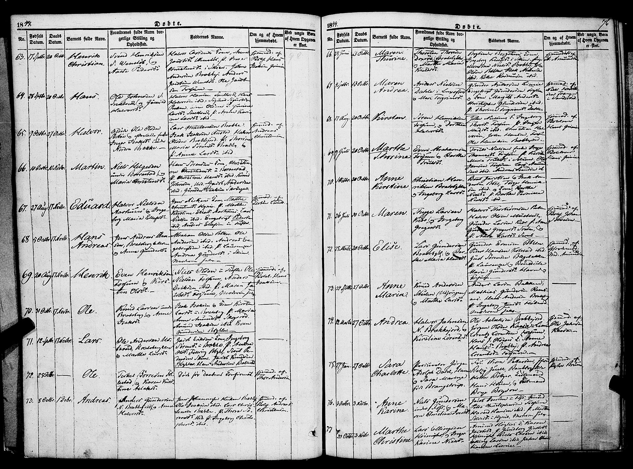 Gjerpen kirkebøker, AV/SAKO-A-265/F/Fa/L0007a: Ministerialbok nr. I 7A, 1834-1857, s. 76