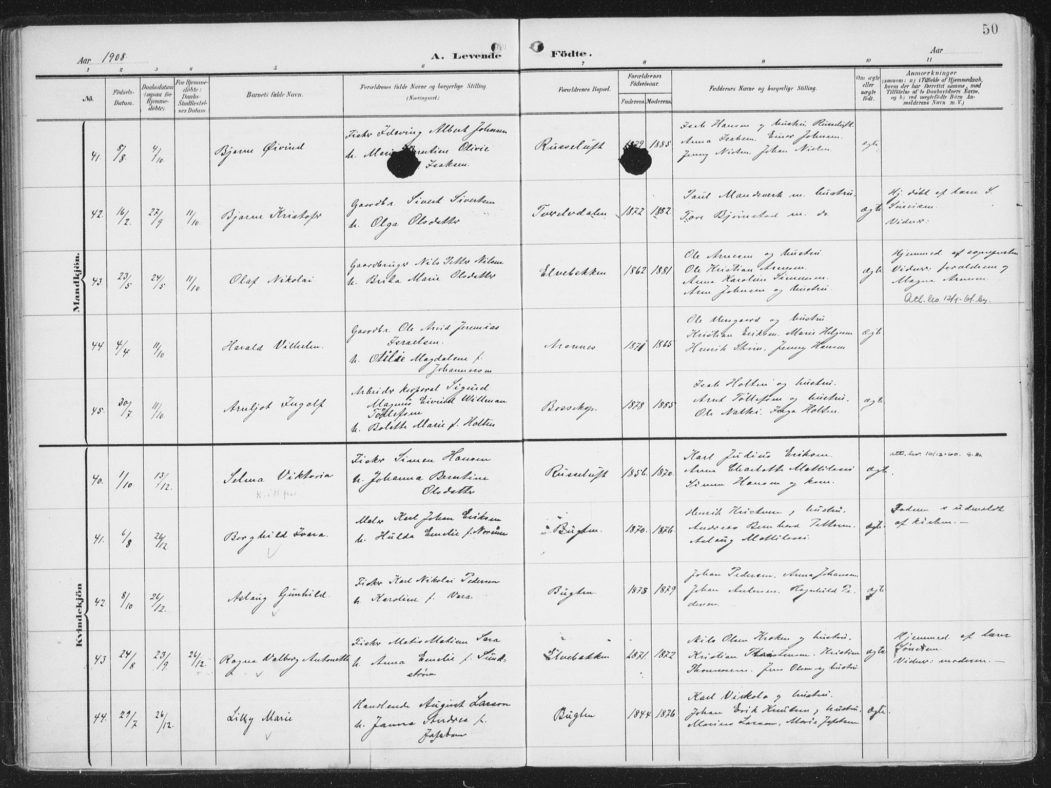 Alta sokneprestkontor, AV/SATØ-S-1338/H/Ha/L0005.kirke: Ministerialbok nr. 5, 1904-1918, s. 50
