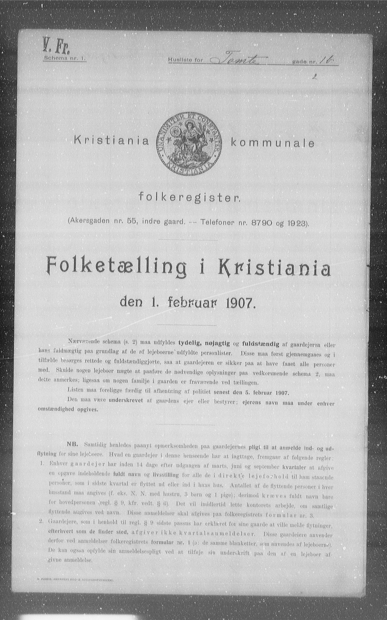 OBA, Kommunal folketelling 1.2.1907 for Kristiania kjøpstad, 1907, s. 57645