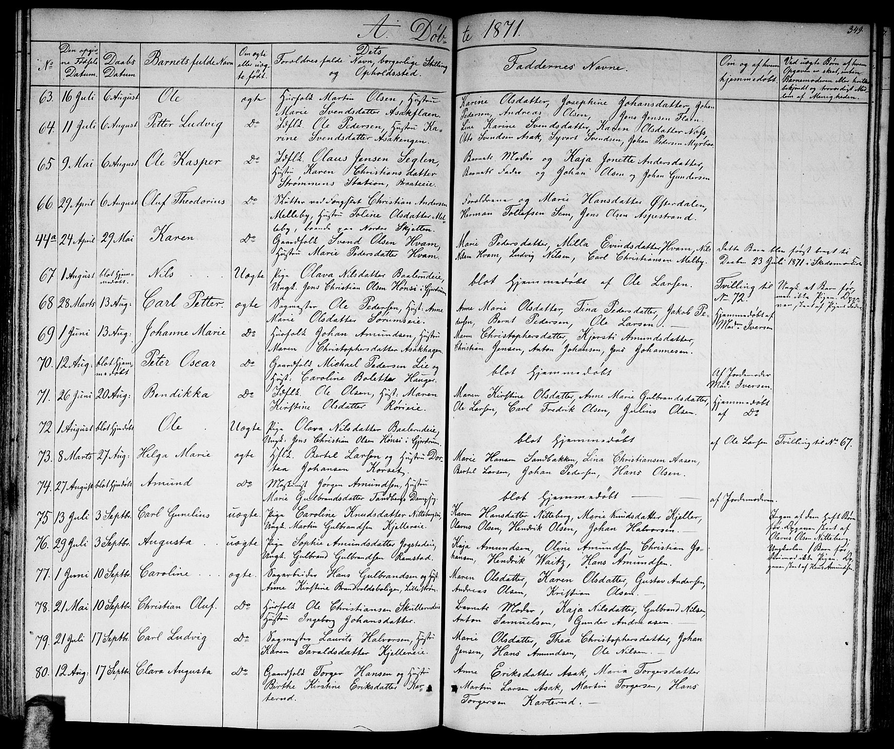 Skedsmo prestekontor Kirkebøker, AV/SAO-A-10033a/G/Ga/L0002: Klokkerbok nr. I 2, 1855-1872, s. 349