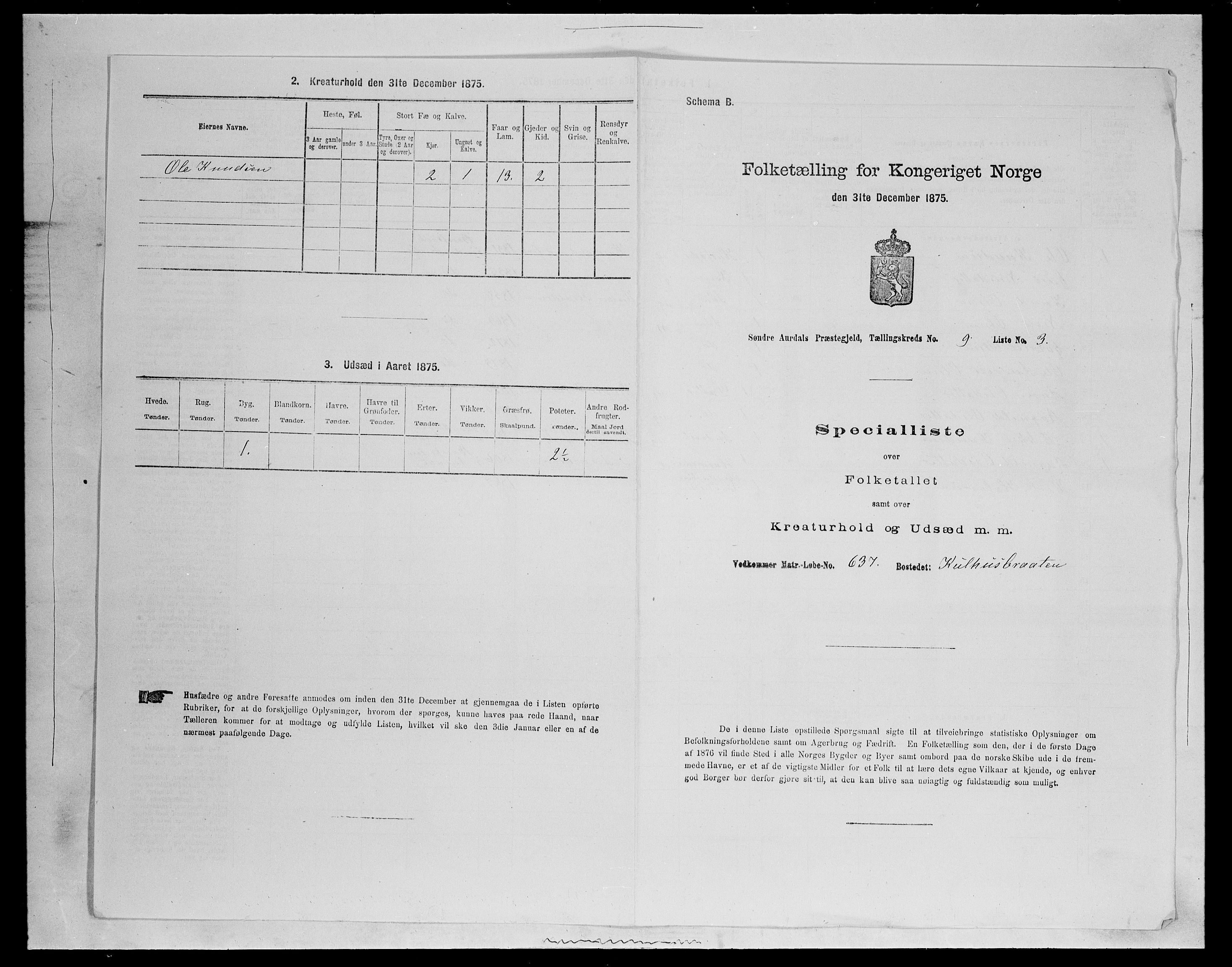 SAH, Folketelling 1875 for 0540P Sør-Aurdal prestegjeld, 1875, s. 1499
