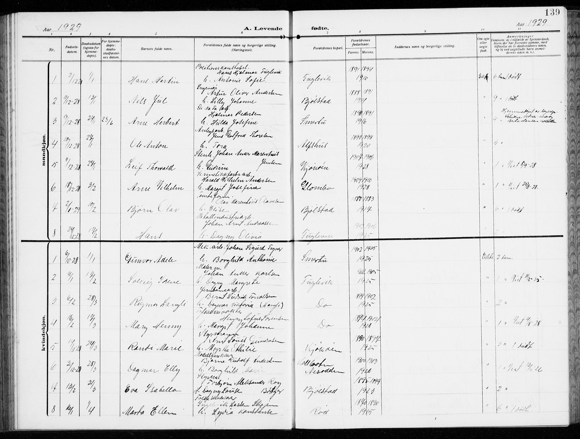 Kråkerøy prestekontor Kirkebøker, AV/SAO-A-10912/G/Ga/L0001: Klokkerbok nr. 1, 1908-1944, s. 139