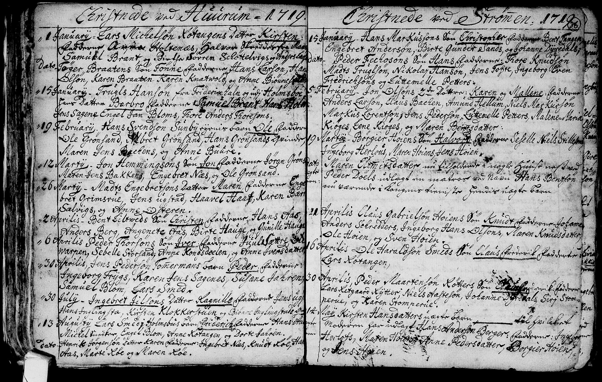 Hurum kirkebøker, SAKO/A-229/F/Fa/L0001: Ministerialbok nr. 1, 1715-1732, s. 36