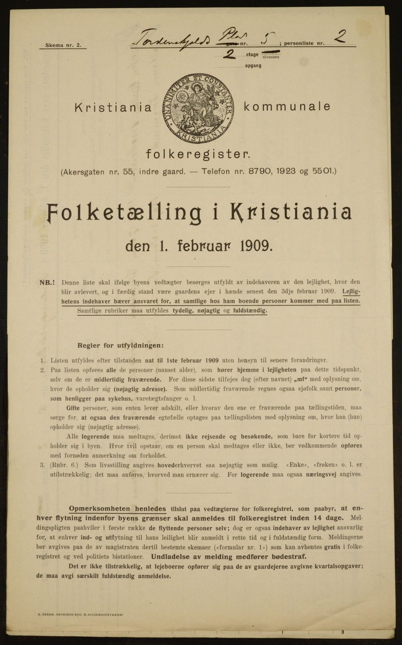 OBA, Kommunal folketelling 1.2.1909 for Kristiania kjøpstad, 1909, s. 103307