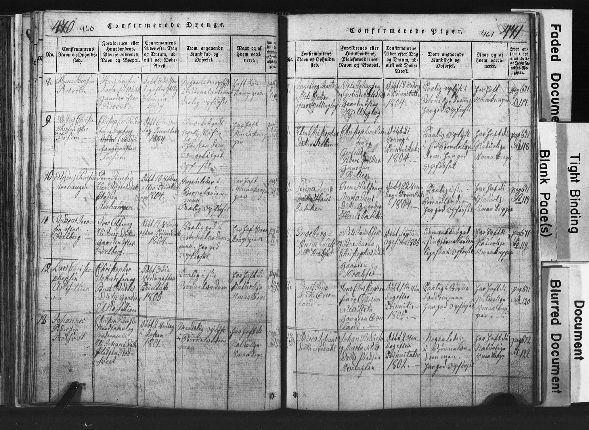 Ministerialprotokoller, klokkerbøker og fødselsregistre - Nord-Trøndelag, SAT/A-1458/701/L0017: Klokkerbok nr. 701C01, 1817-1825, s. 460-461