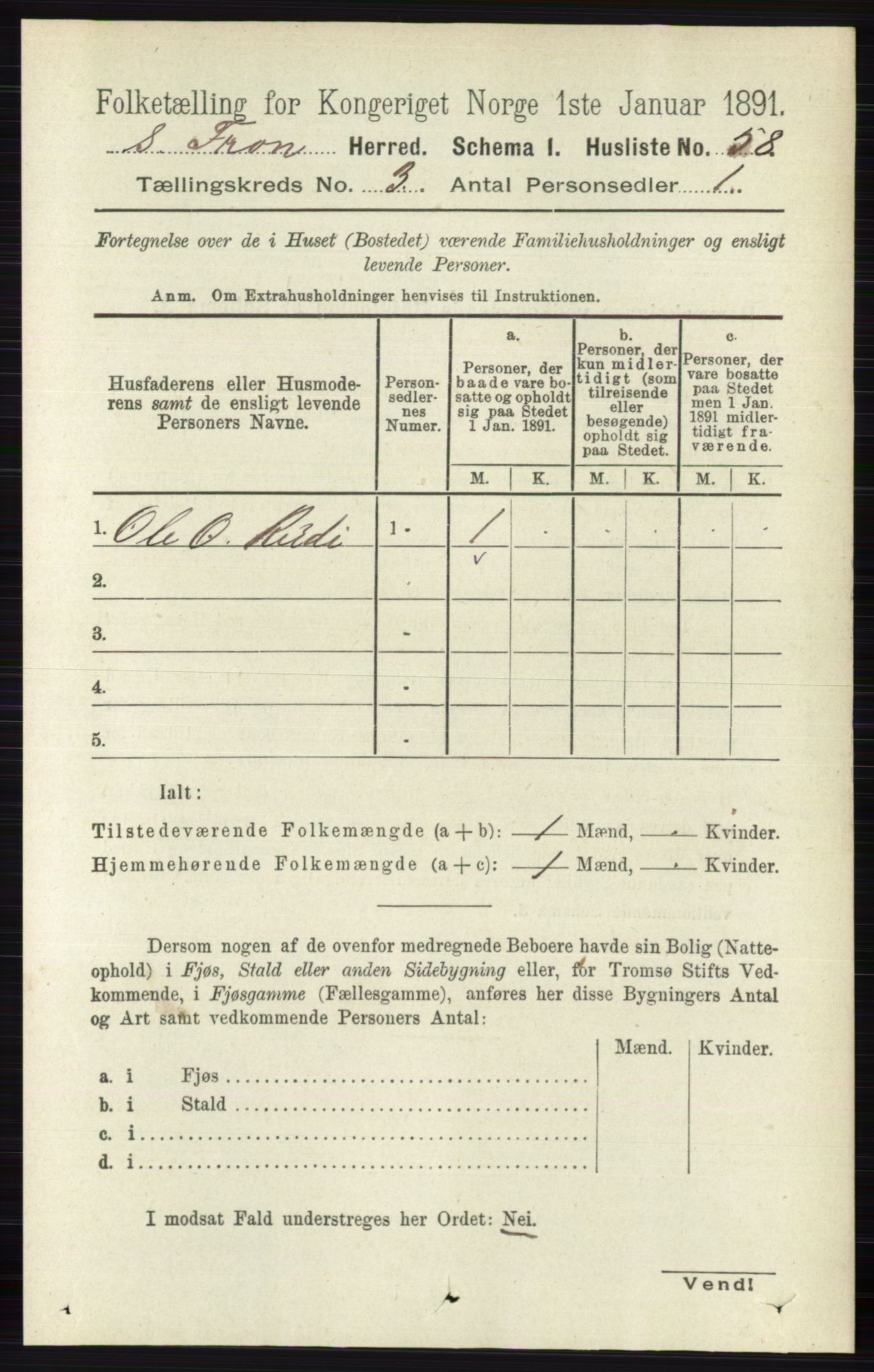 RA, Folketelling 1891 for 0519 Sør-Fron herred, 1891, s. 969