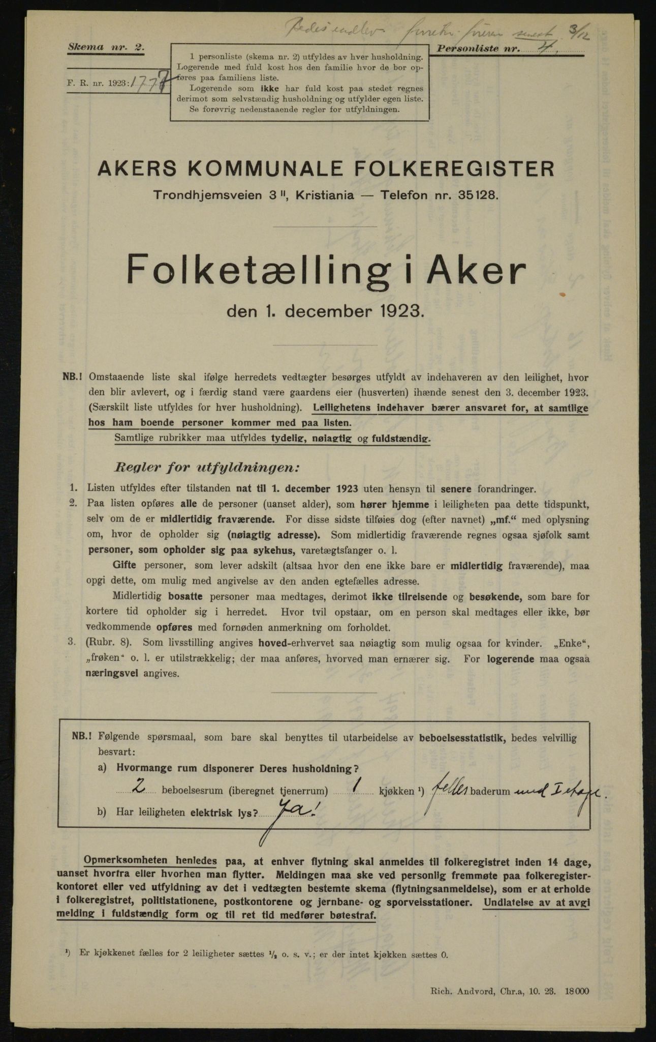 , Kommunal folketelling 1.12.1923 for Aker, 1923, s. 19307