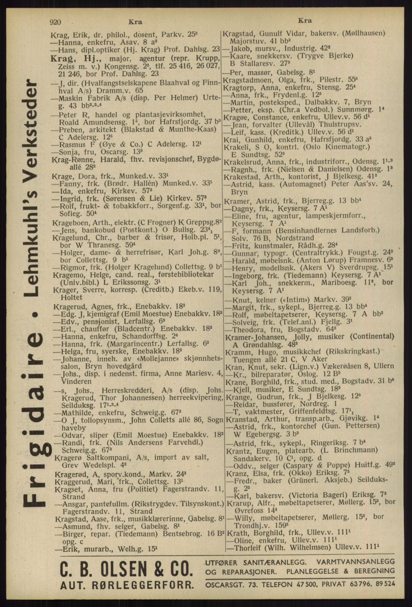Kristiania/Oslo adressebok, PUBL/-, 1939, s. 920