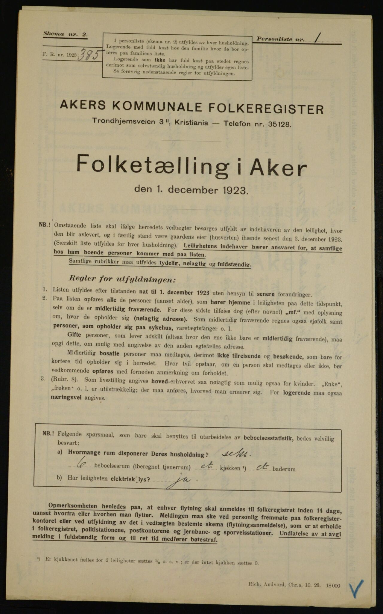 , Kommunal folketelling 1.12.1923 for Aker, 1923, s. 38926