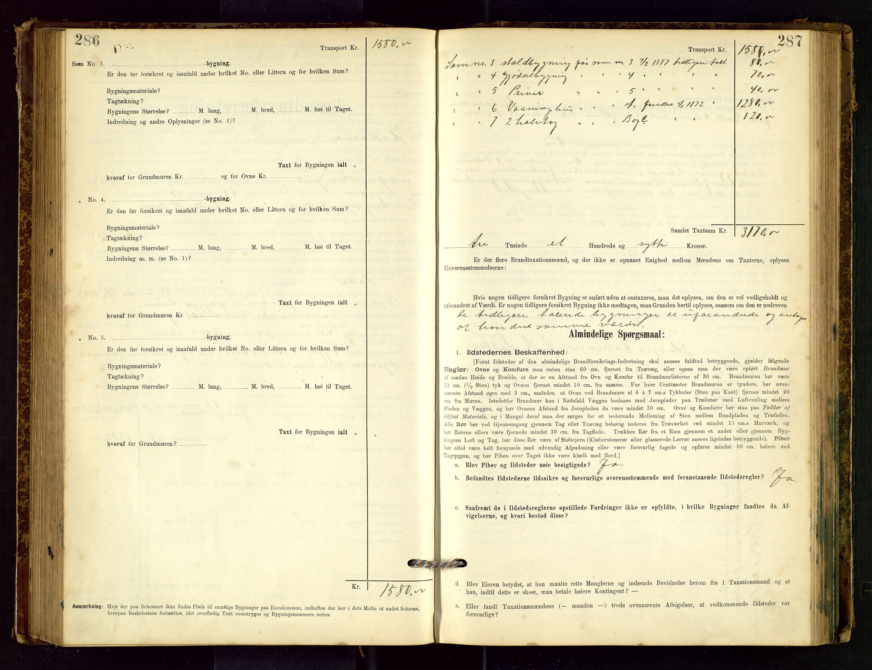 Hetland lensmannskontor, AV/SAST-A-100101/Gob/L0001: "Brandtaxationsprotokol", 1895-1918, s. 286-287