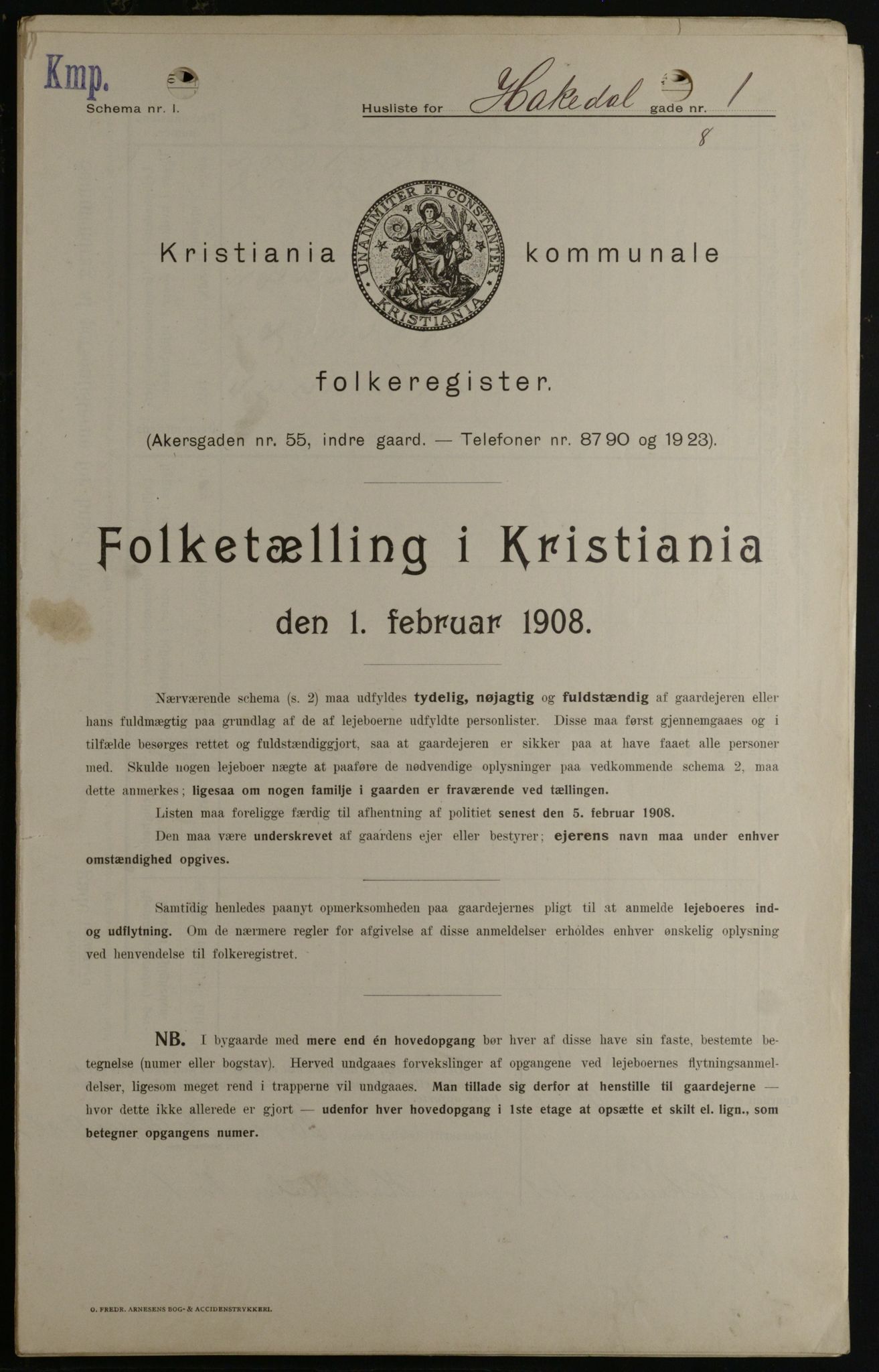 OBA, Kommunal folketelling 1.2.1908 for Kristiania kjøpstad, 1908, s. 30717