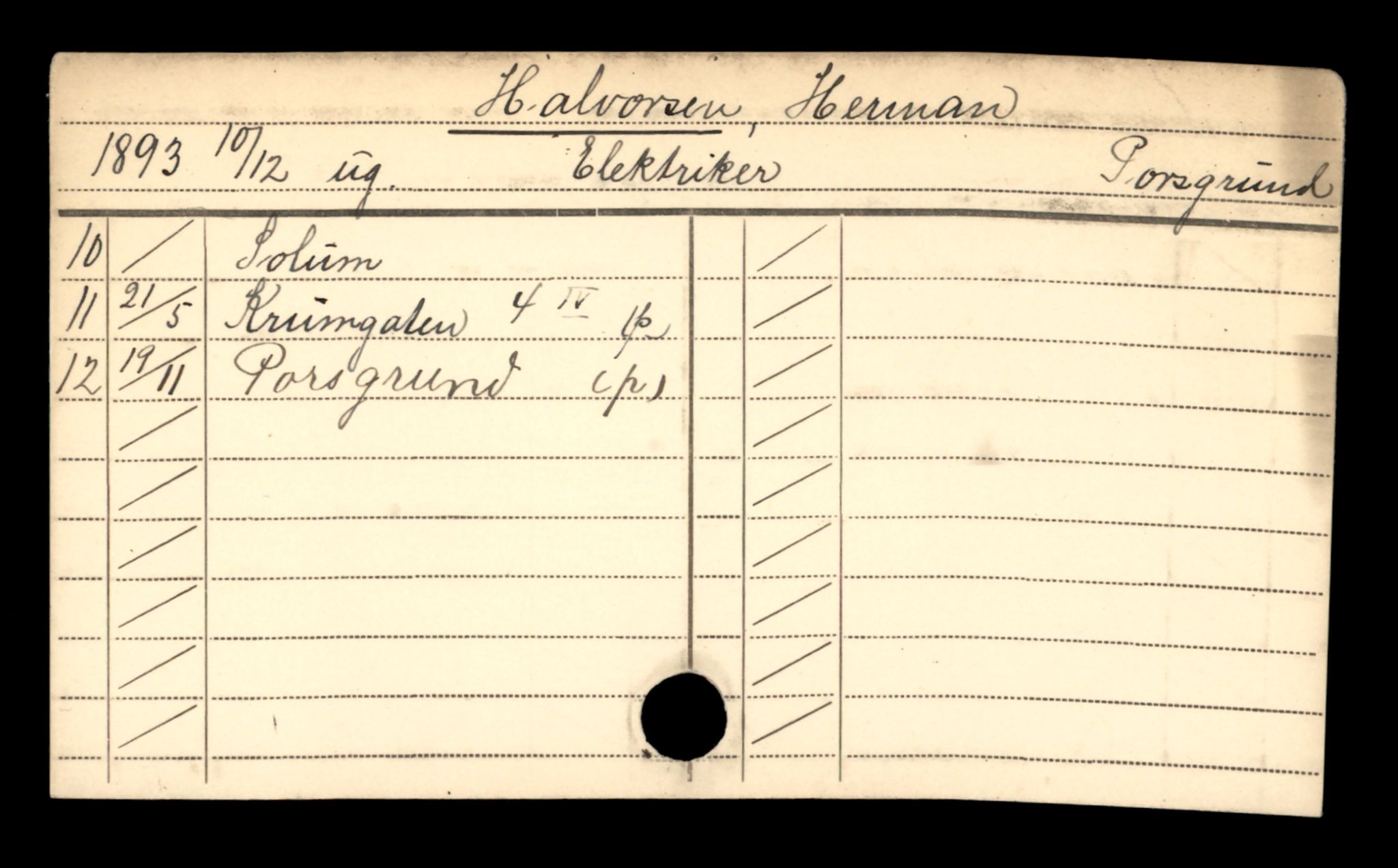 Oslo folkeregister, Registerkort, AV/SAO-A-11715/D/Da/L0028: Menn: Halvorsen Herman - Hansen Arnt, 1906-1919